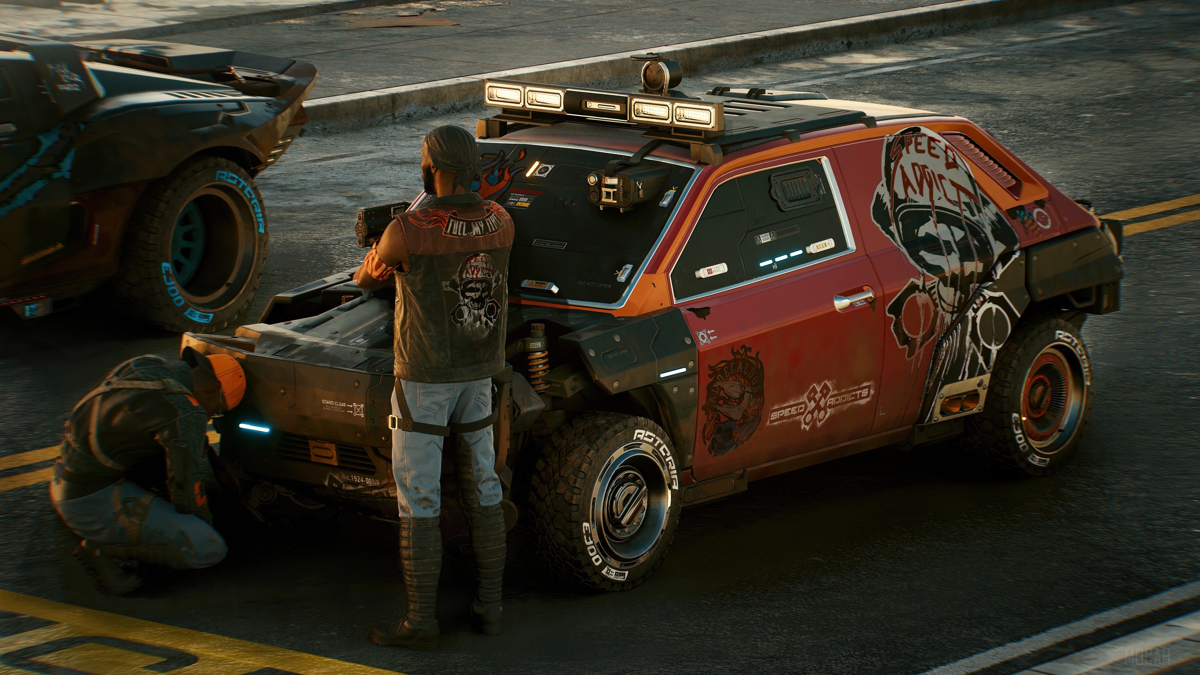 Cyberpunk 2077 car with people HD Wallpaper