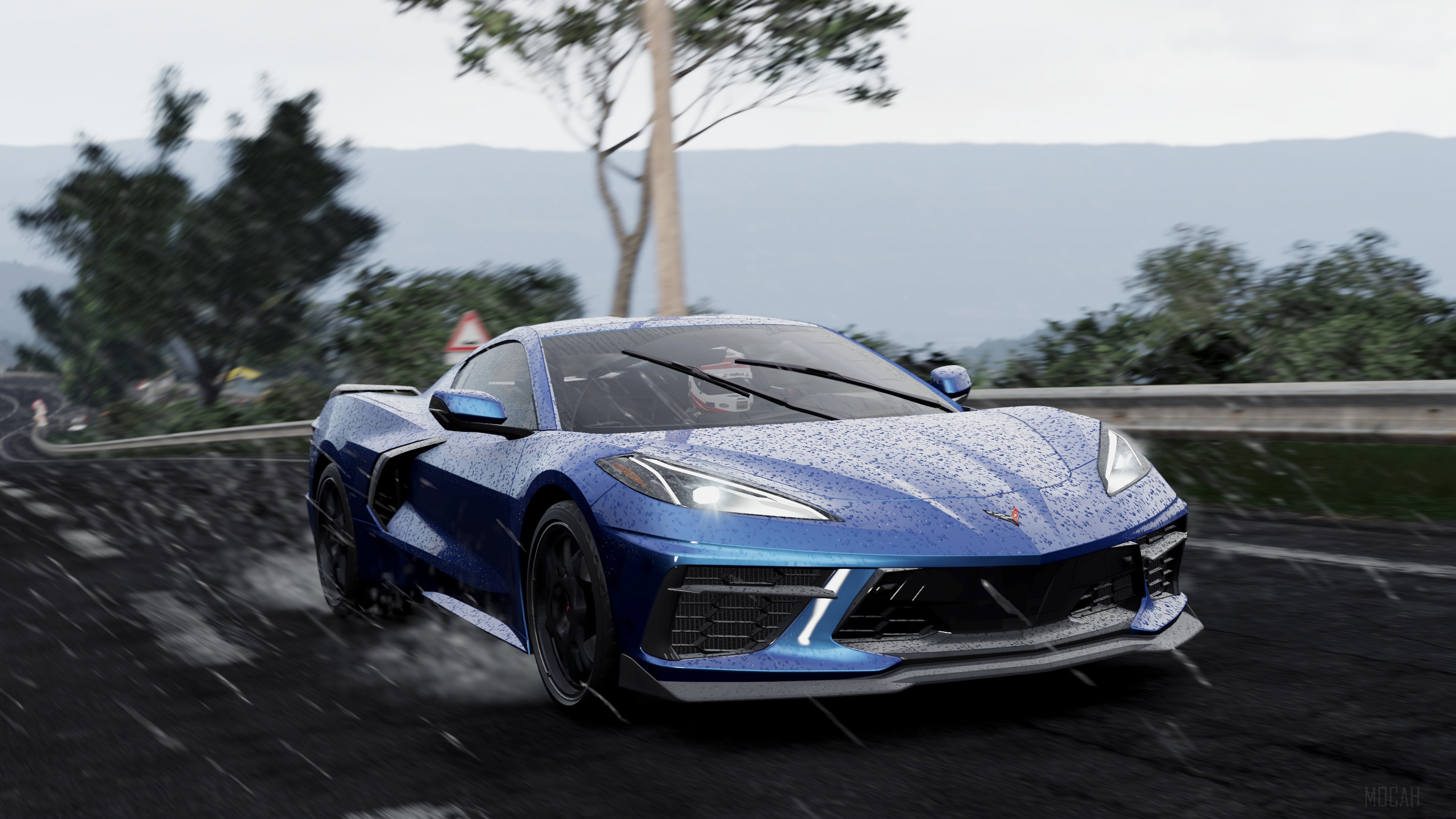 Blue Chevrolet Corvette C8 Racing in Project CARS 3 4K HD Wallpaper