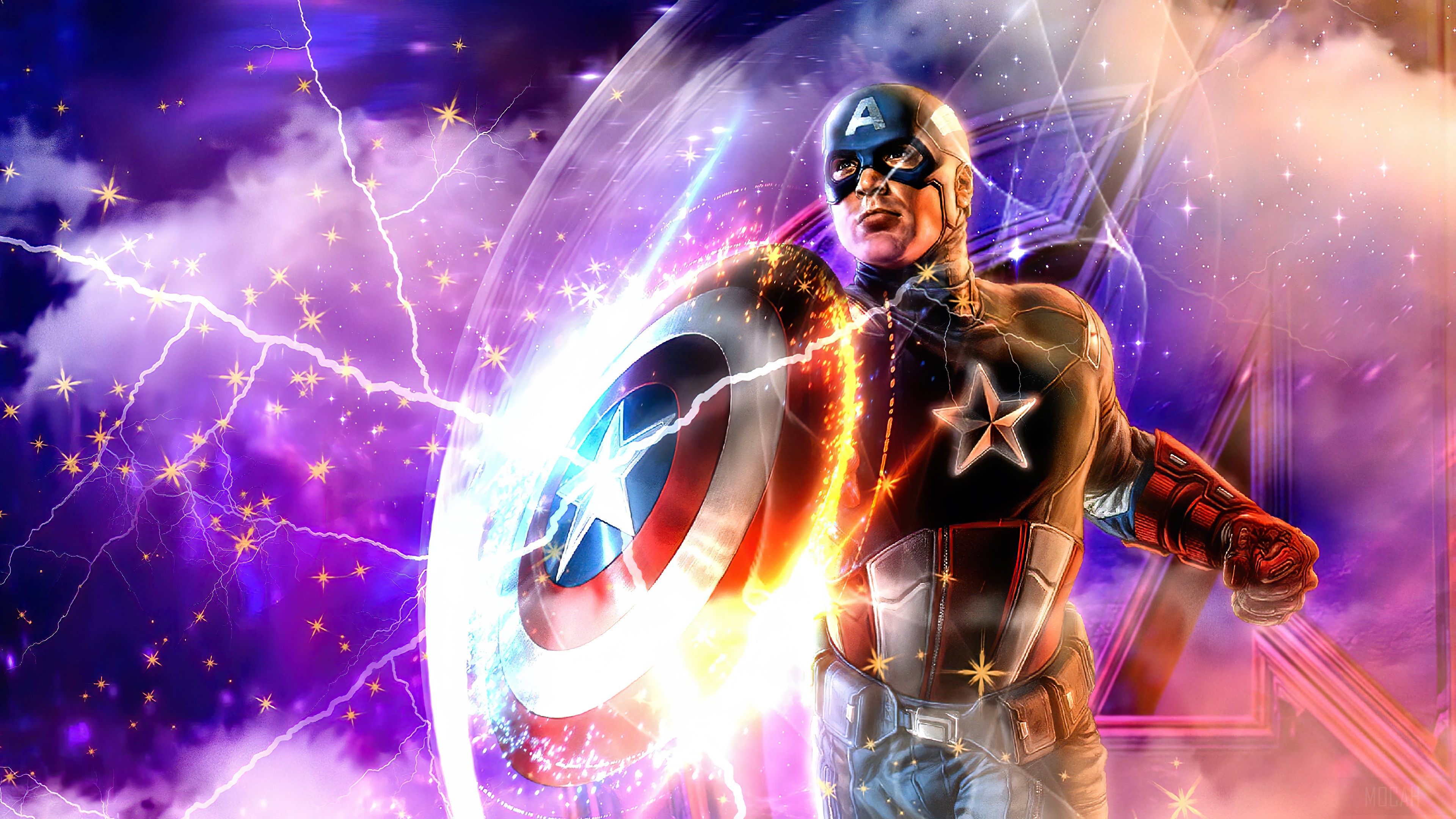 Captain America from Marvel Comics with Shield 4K HD Wallpaper