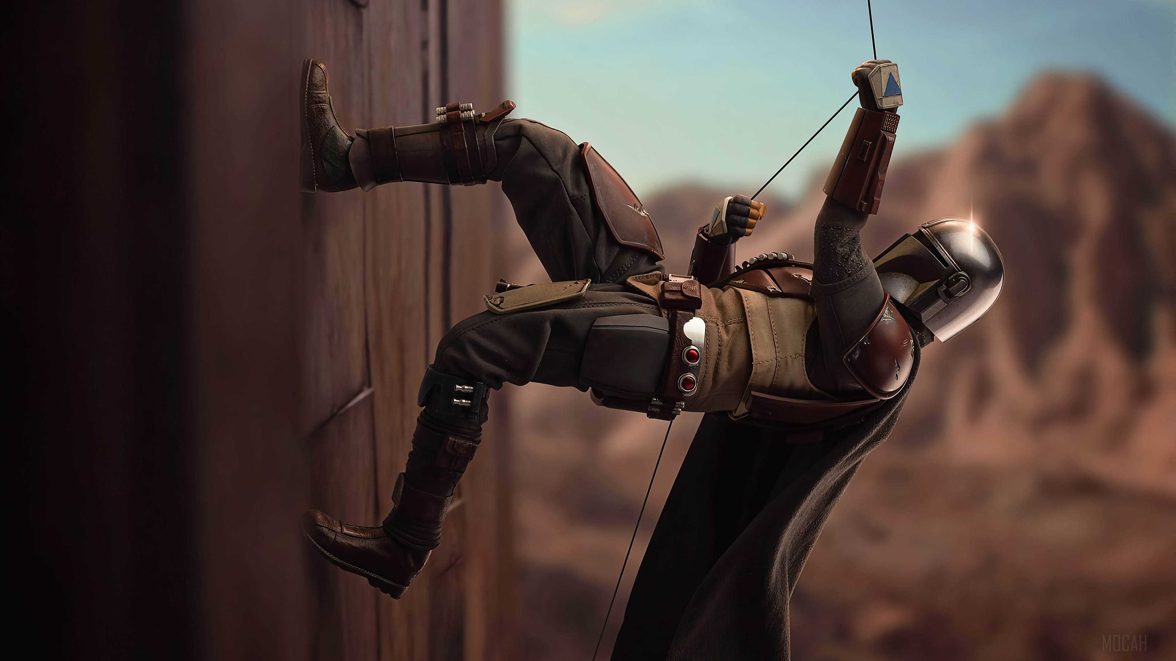 The Mandalorian Climbing 4K HD Wallpaper