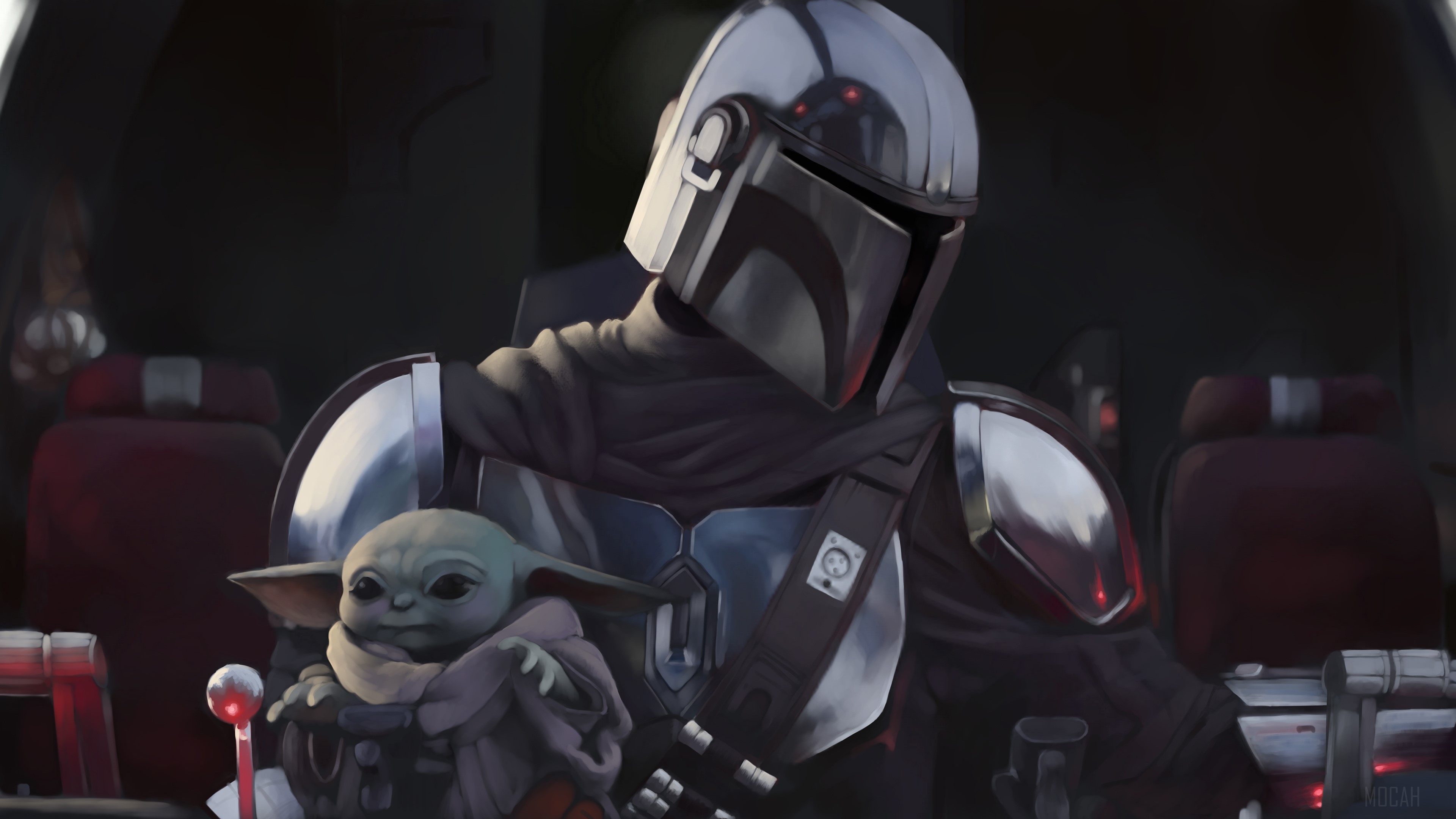 The Mandalorian and Grogu from The Mandalorian 4K HD Wallpaper