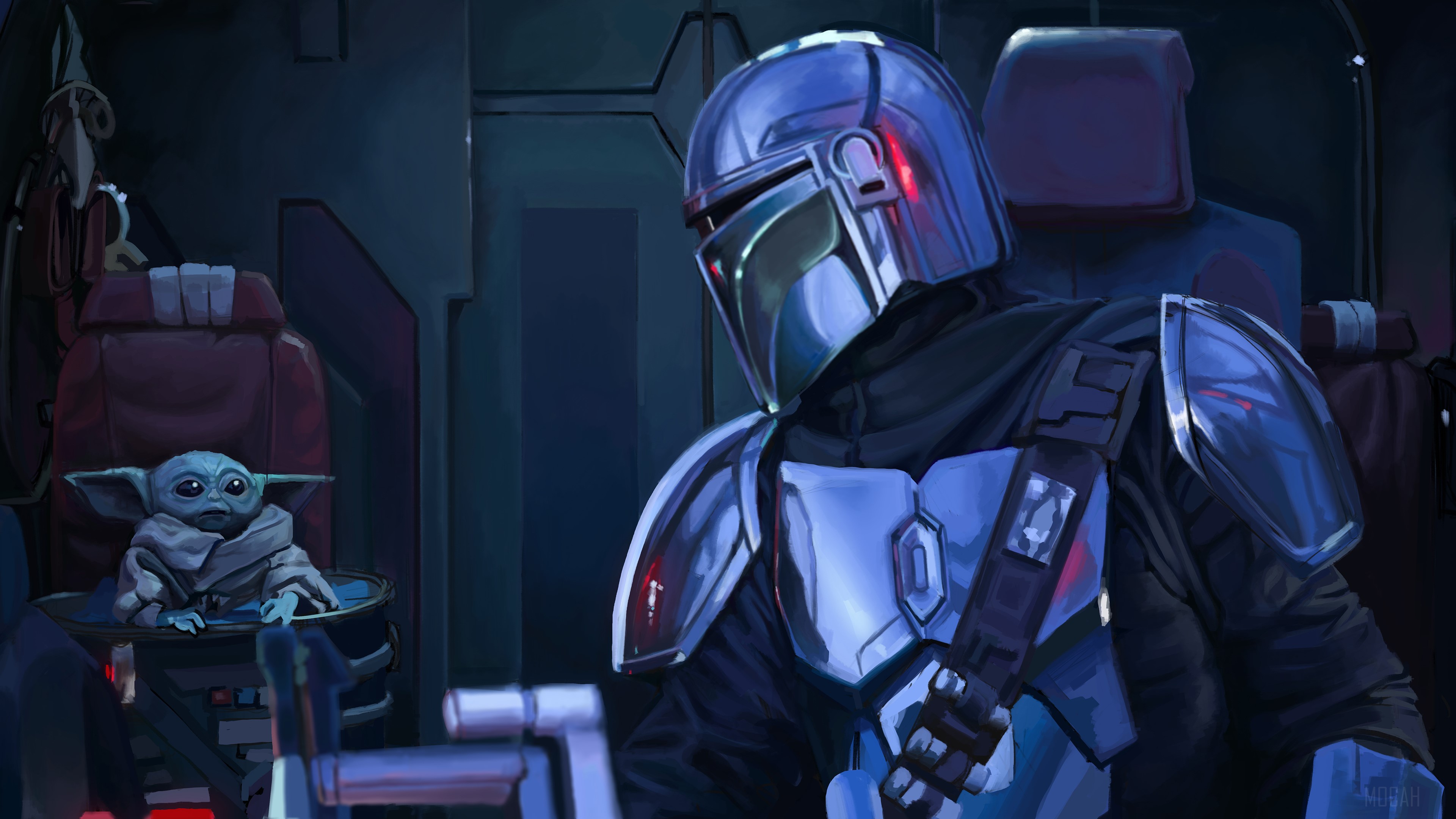 The Mandalorian and Grogu from The Mandalorian TV Series 4K HD Wallpaper
