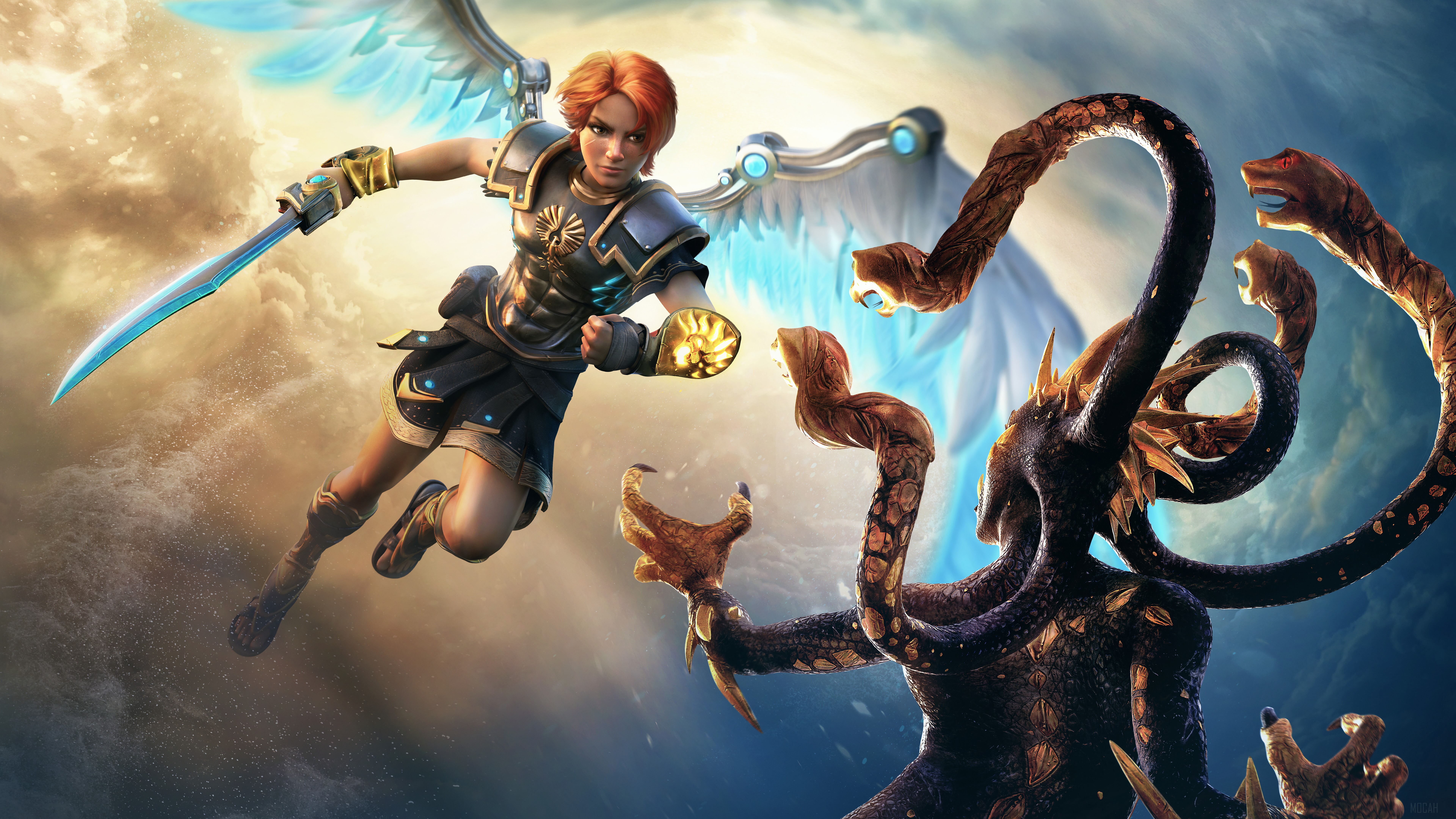 Immortals Fenyx Rising: Fenyx fights Medusa HD Wallpaper