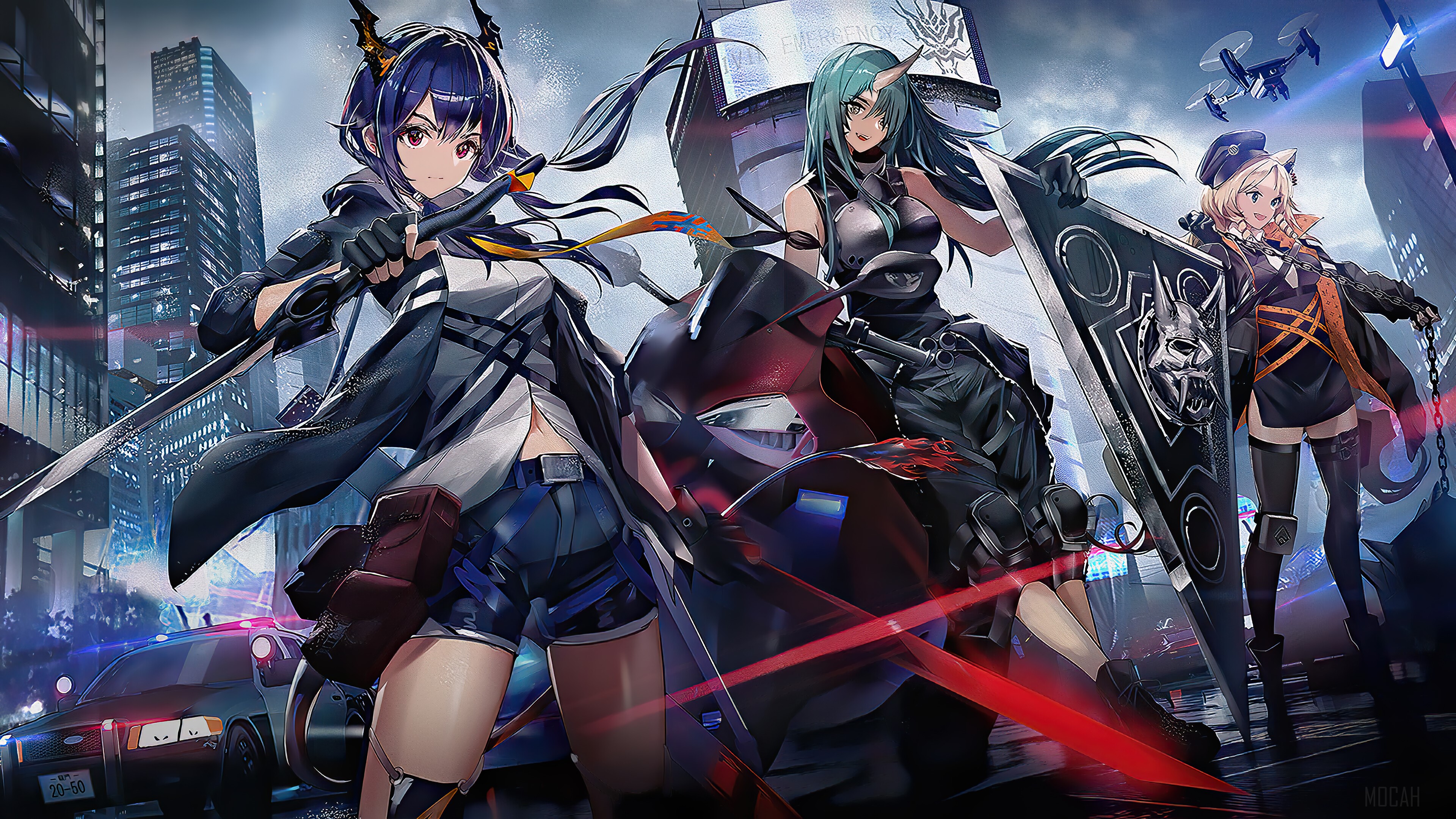 Arknights 4K Featuring Chen, Hoshiguma, and Swire HD Wallpaper