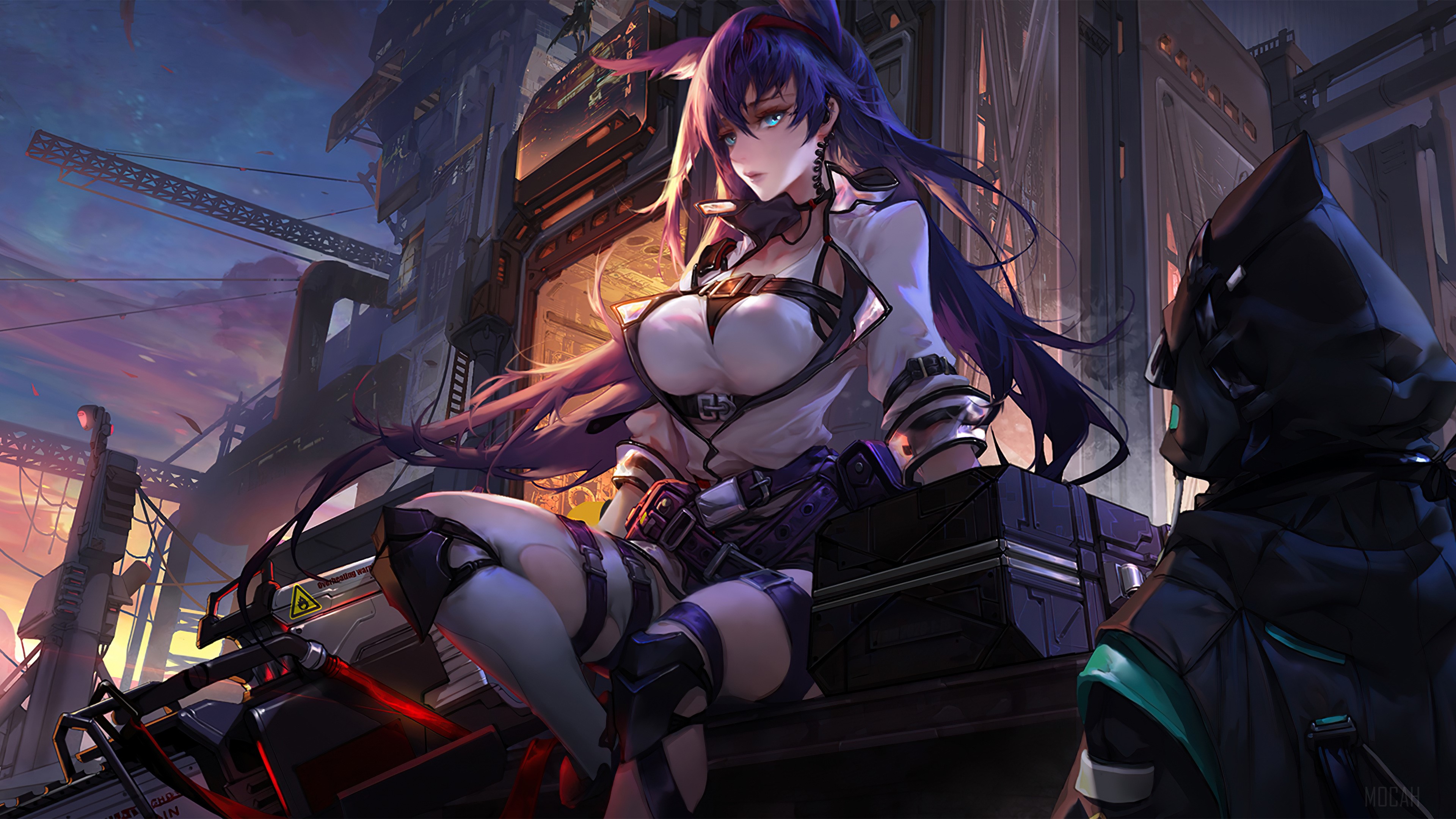 Arknights Blaze Character in Futuristic Setting 4K HD Wallpaper