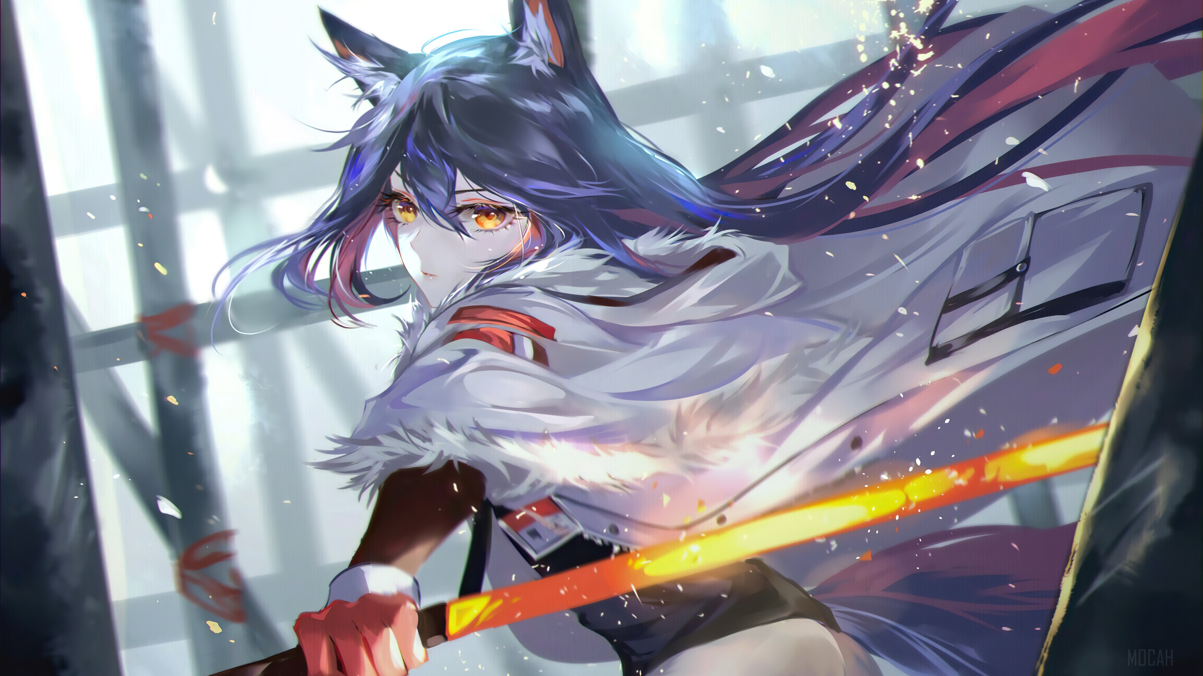 Texas from Arknights holding a sword HD Wallpaper