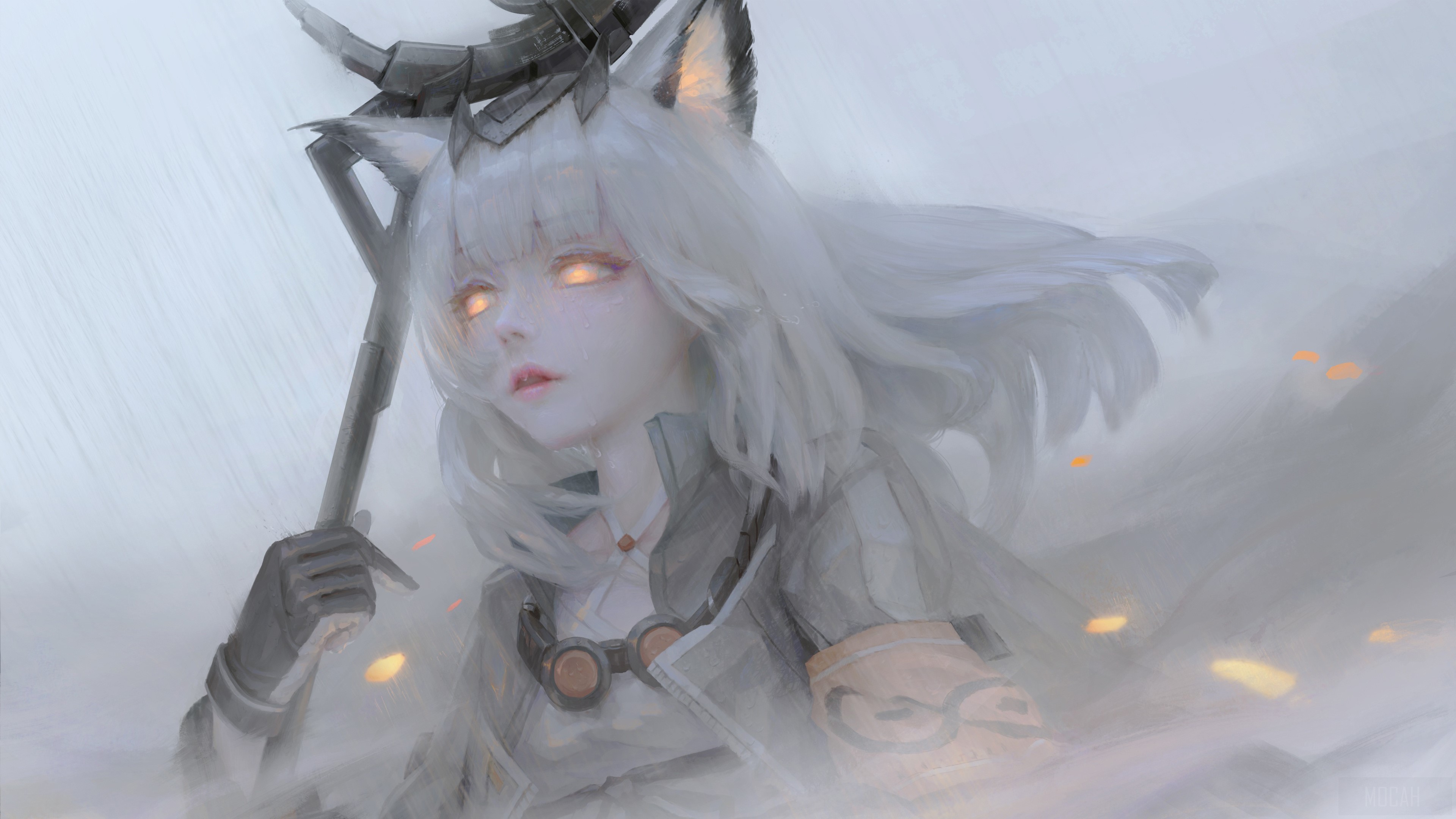 Arknights White-Haired Anime Girl 4K HD Wallpaper