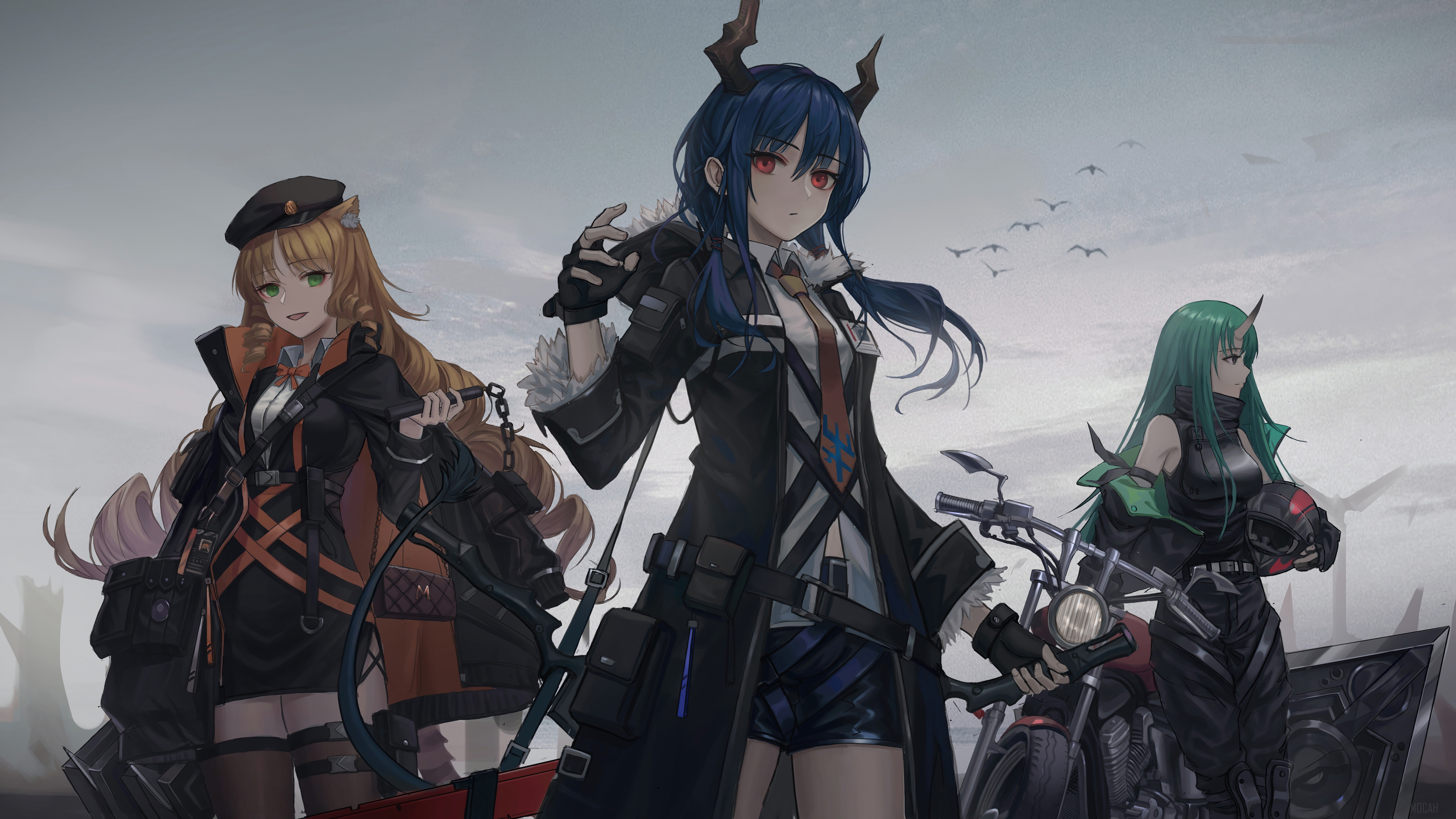 Arknights Characters Chen, Swire, and Hoshiguma 4K HD Wallpaper