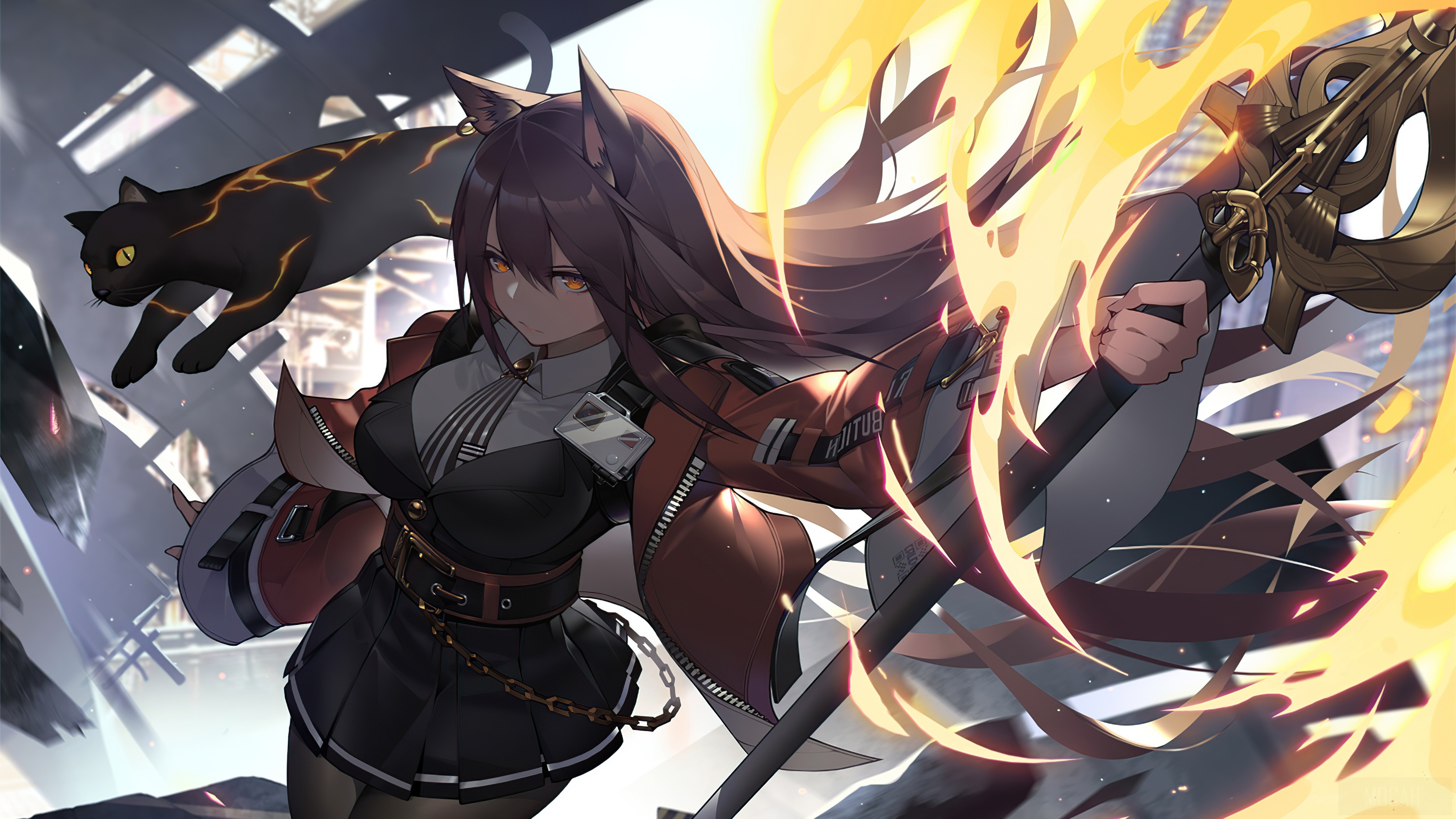 Skyfire from Arknights Anime Girl 4K HD Wallpaper