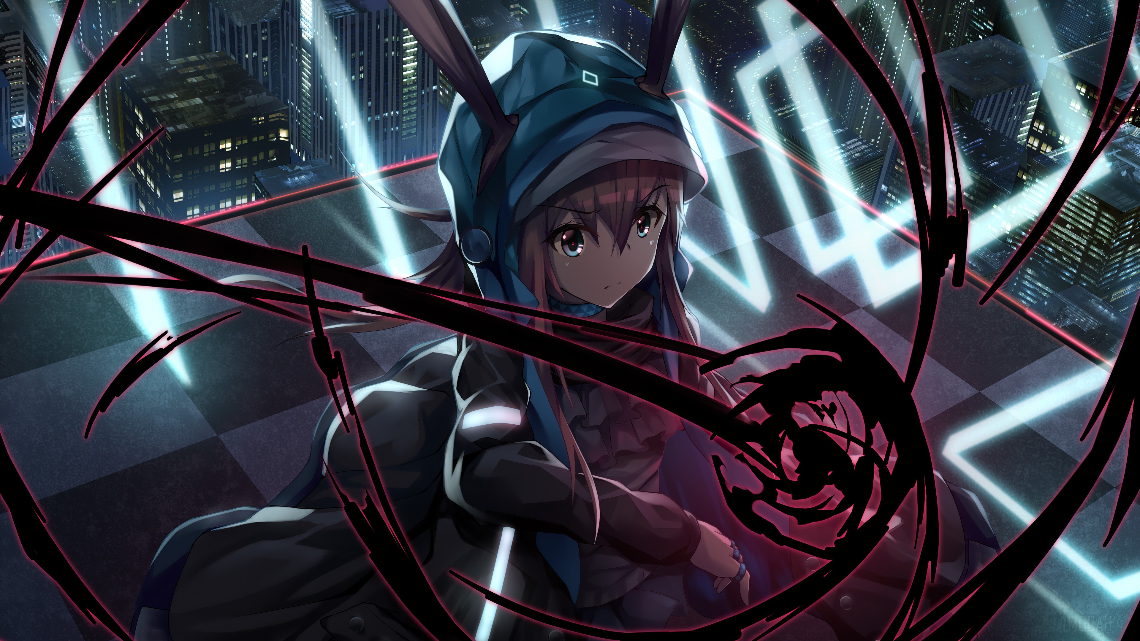 Amiya from Arknights in a dark city HD Wallpaper