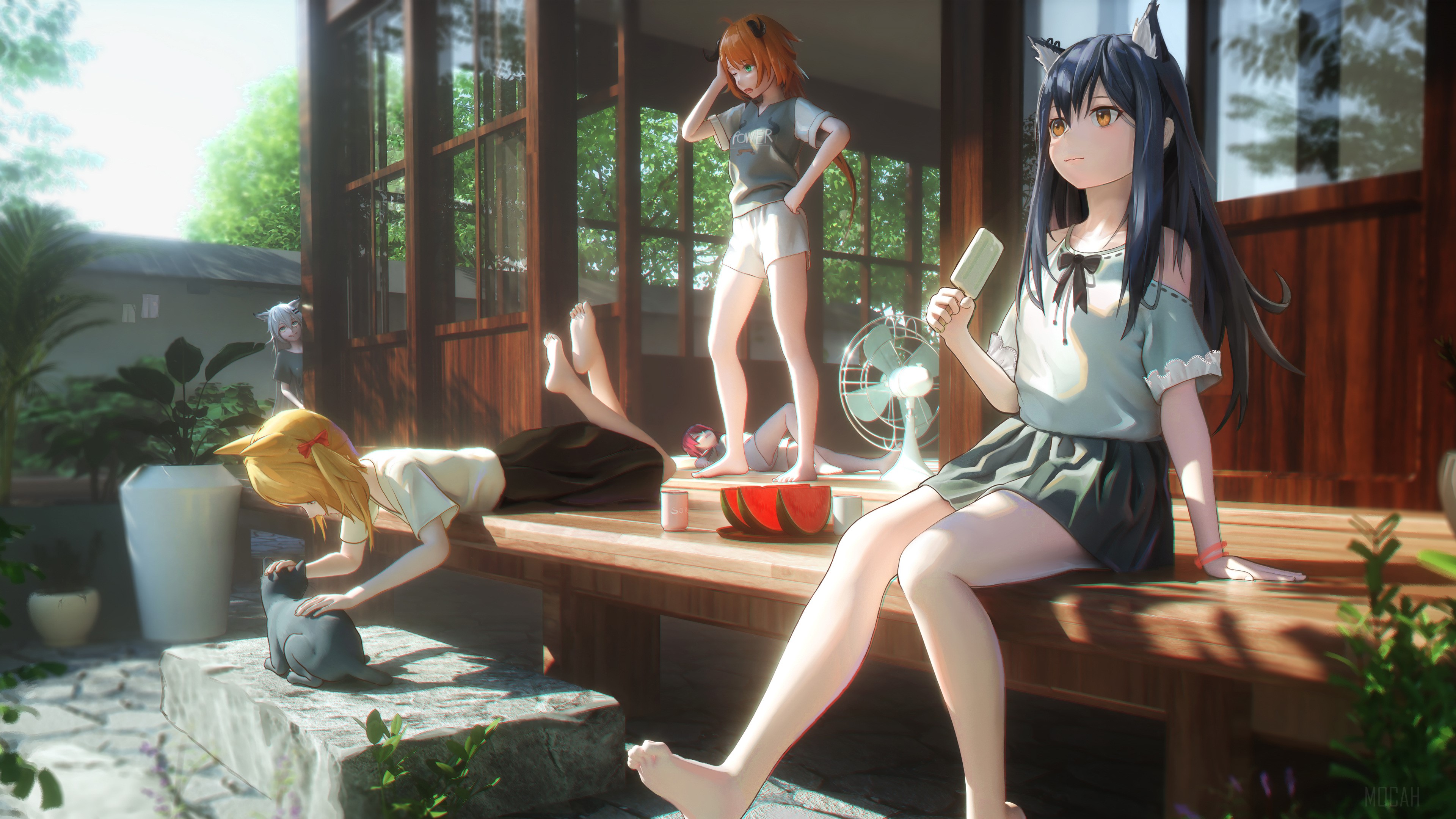 Arknights Summer Scene with Anime Girls 4K HD Wallpaper