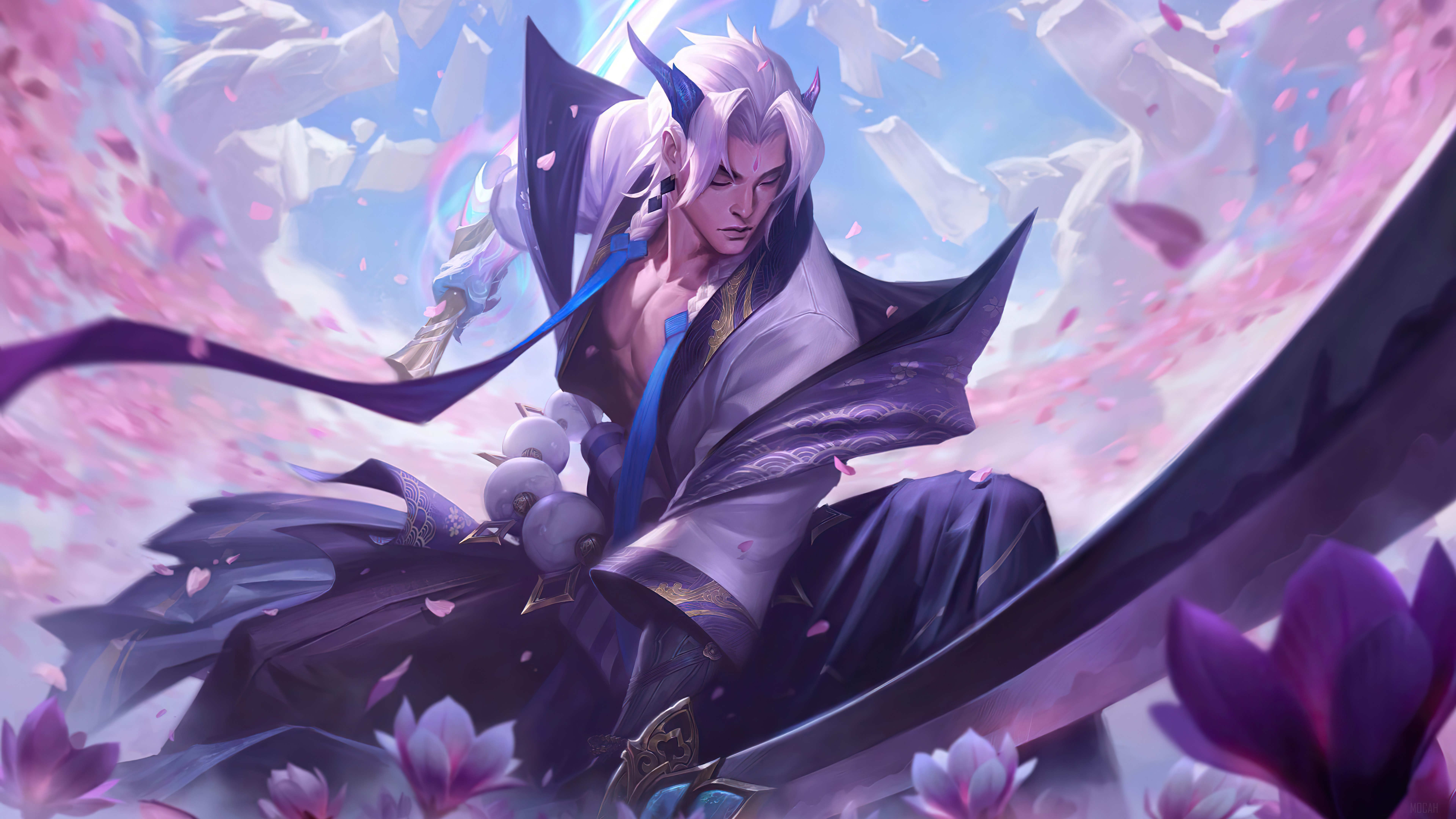 Yone Spirit Blossom Splash Art 4K HD Wallpaper