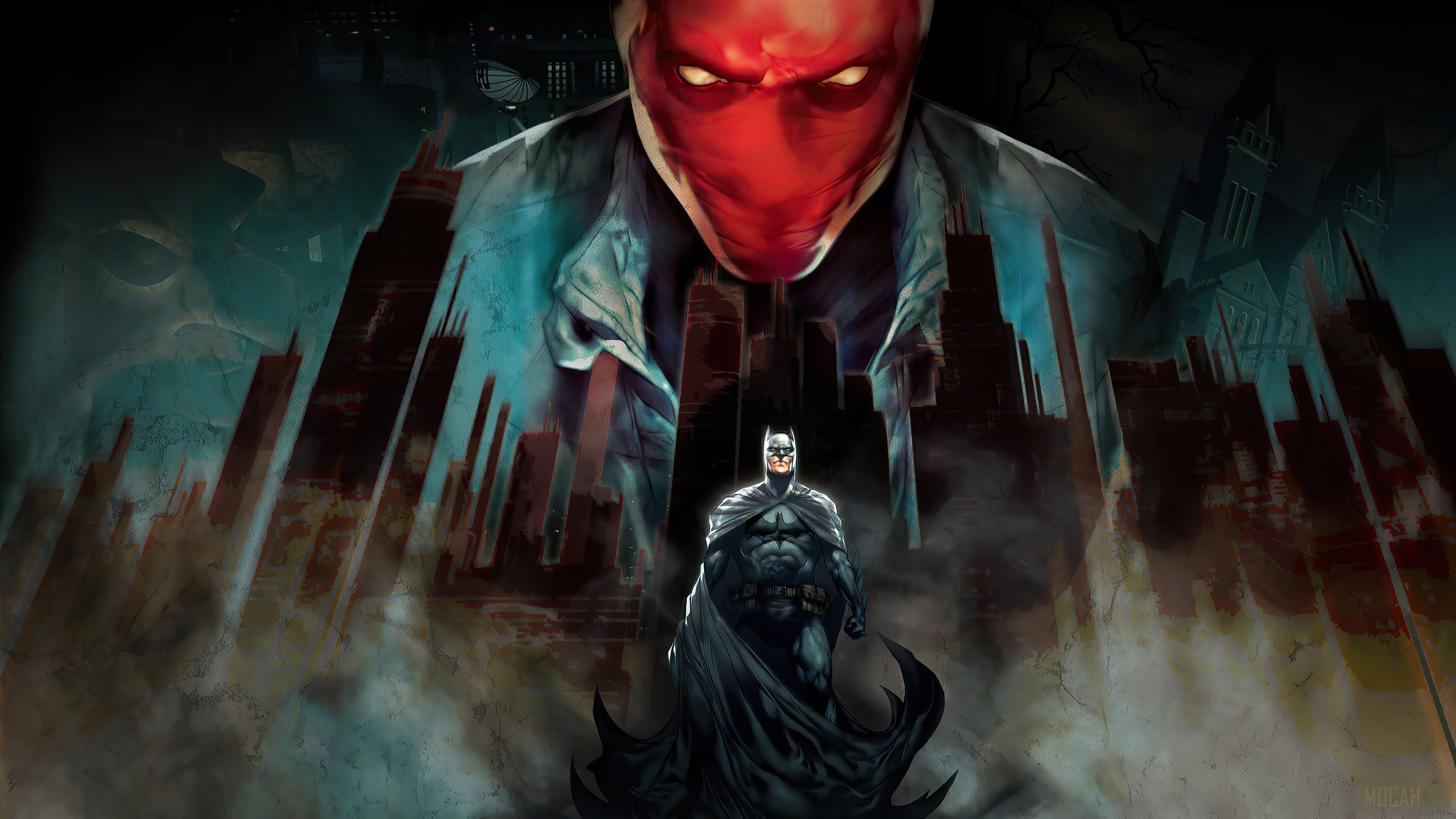 Batman and Red Hood in Gotham City 4K HD Wallpaper