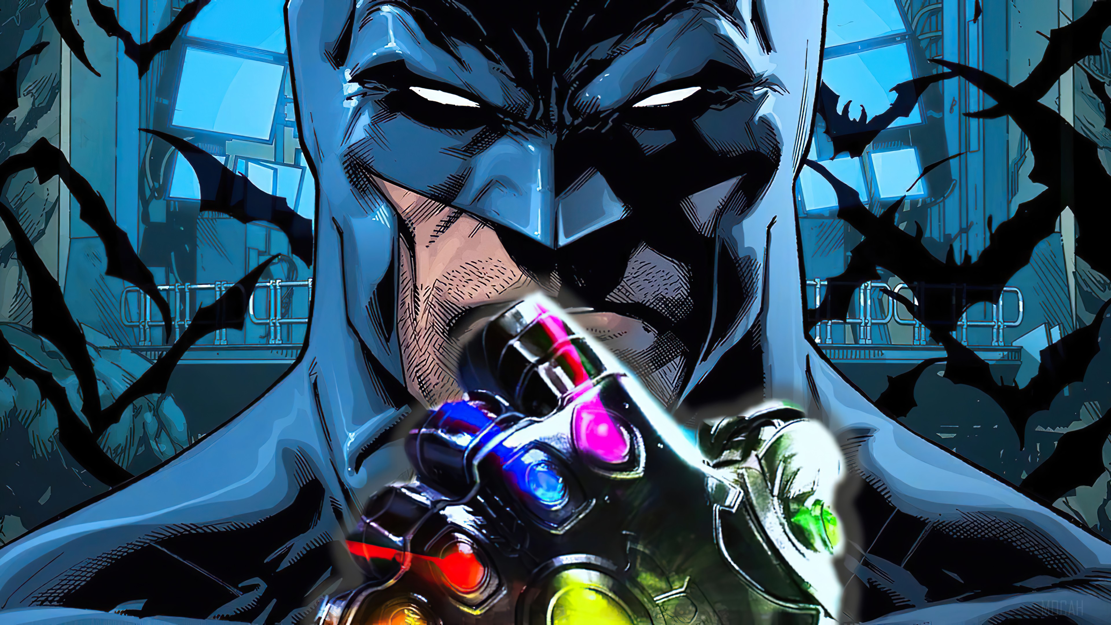 Batman with Infinity Gauntlet HD Wallpaper