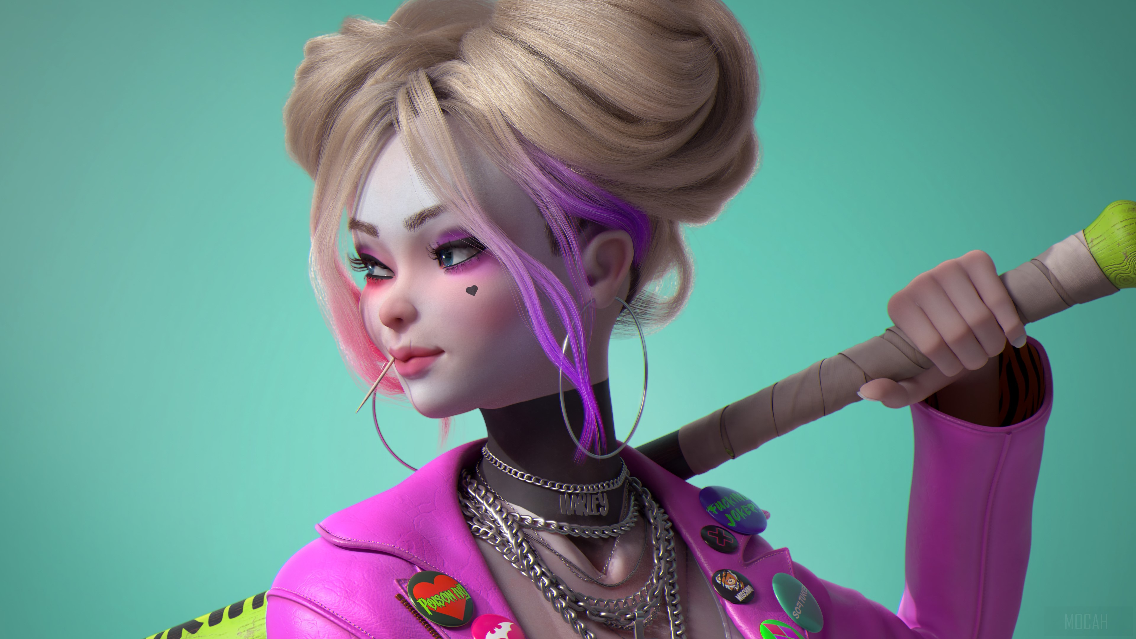Harley Quinn from DC Comics with baseball bat HD Wallpaper