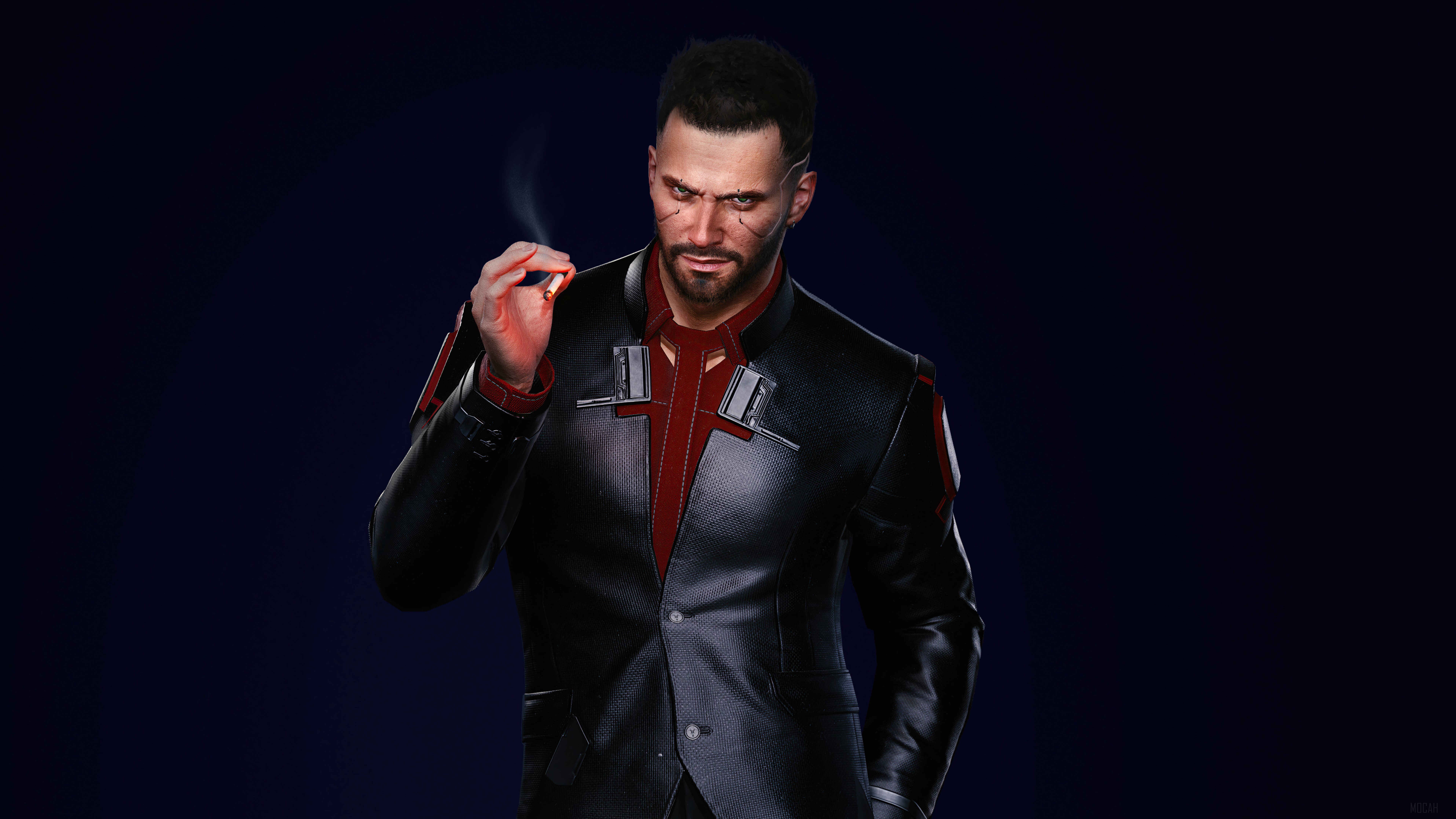 V from Cyberpunk 2077 smoking a cigarette HD Wallpaper