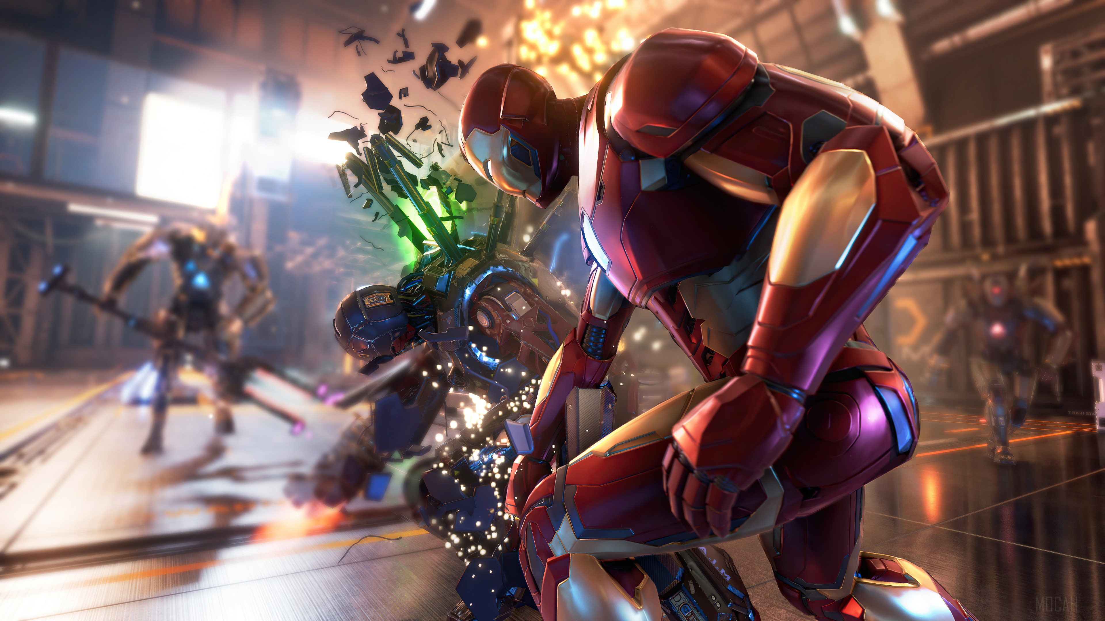 Iron Man from Marvel's Avengers in a fight HD Wallpaper