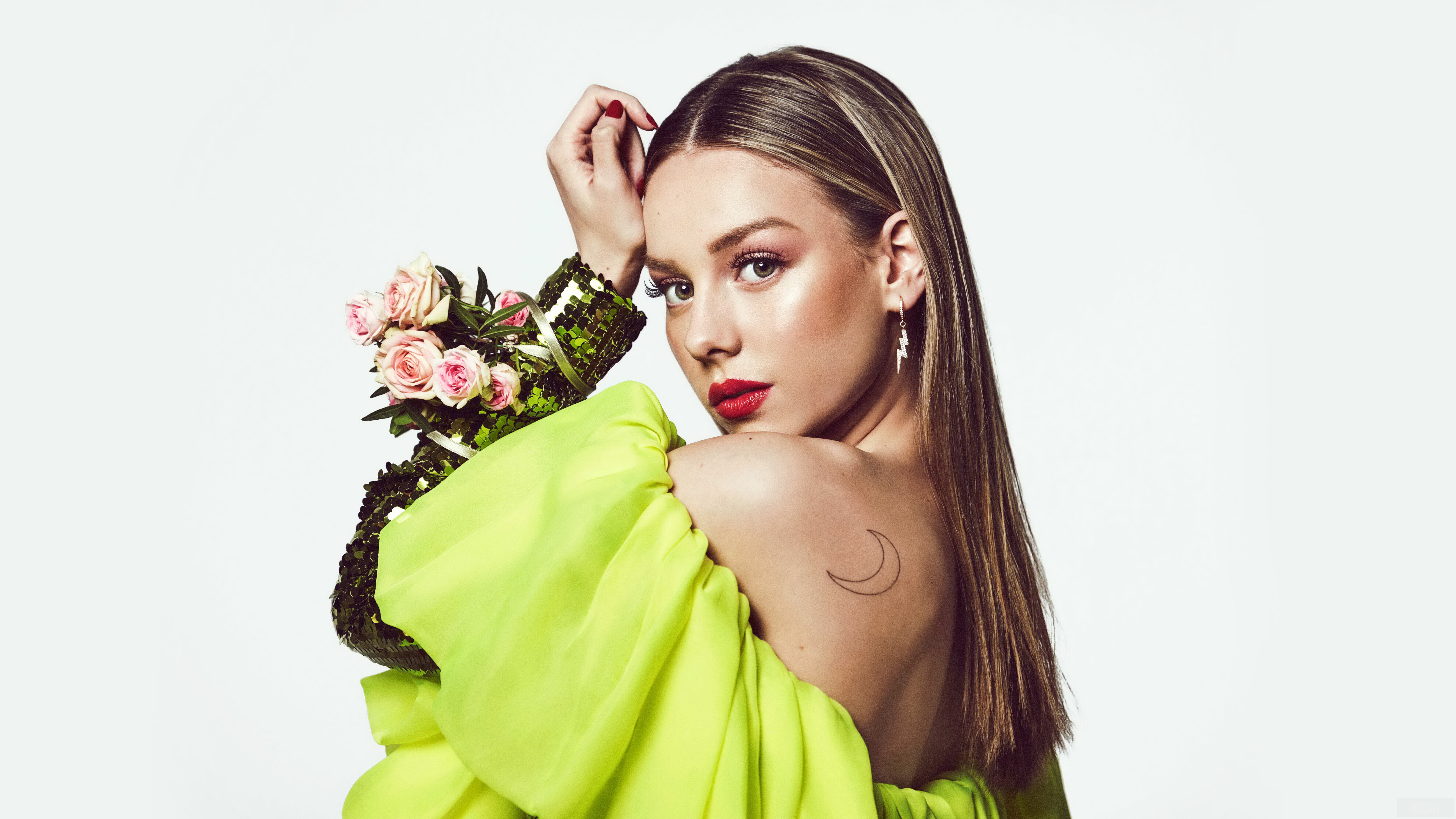 Ester Exposito with Flowers HD Wallpaper