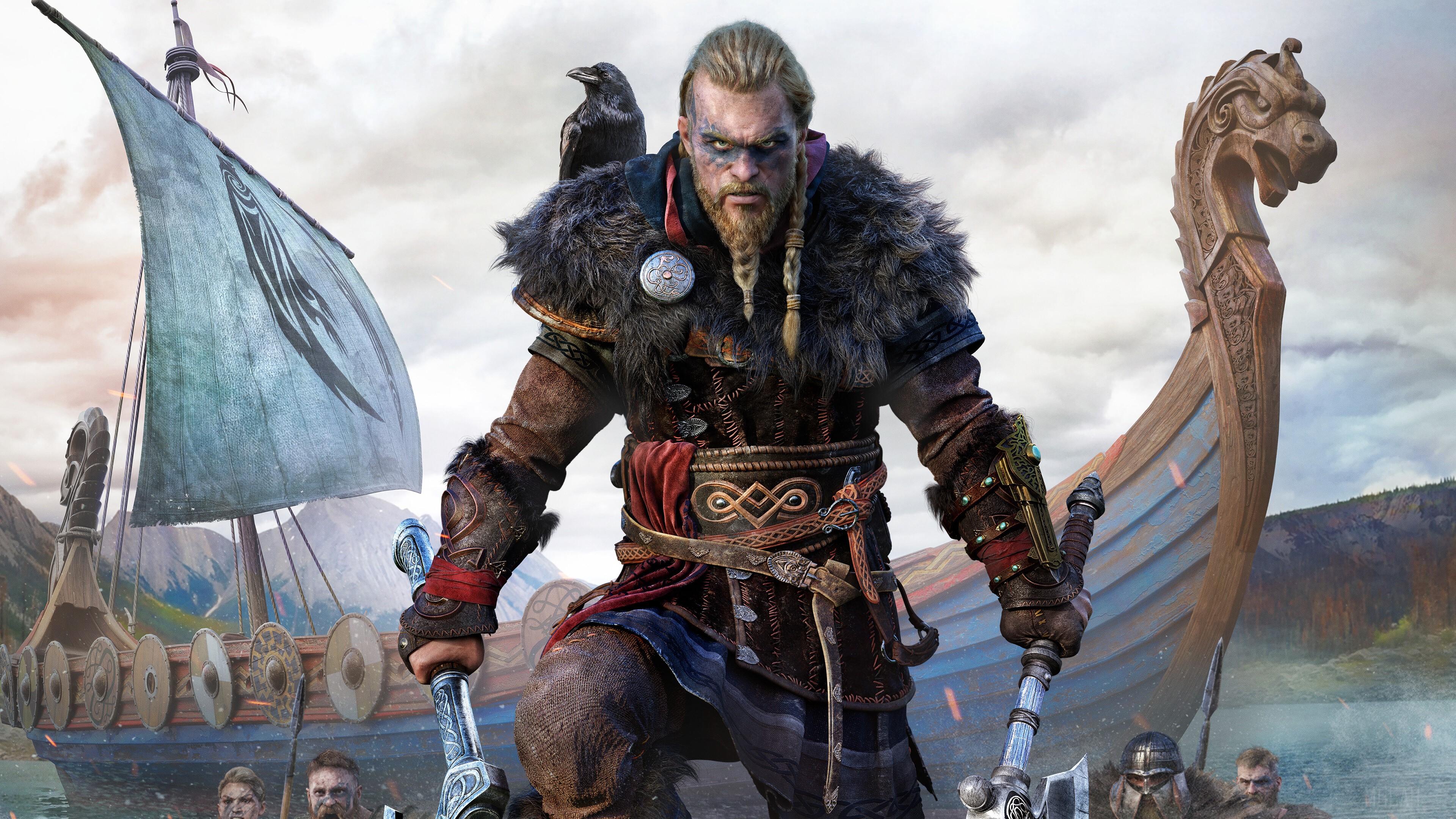 Eivor from Assassins Creed Valhalla with Viking boat HD Wallpaper