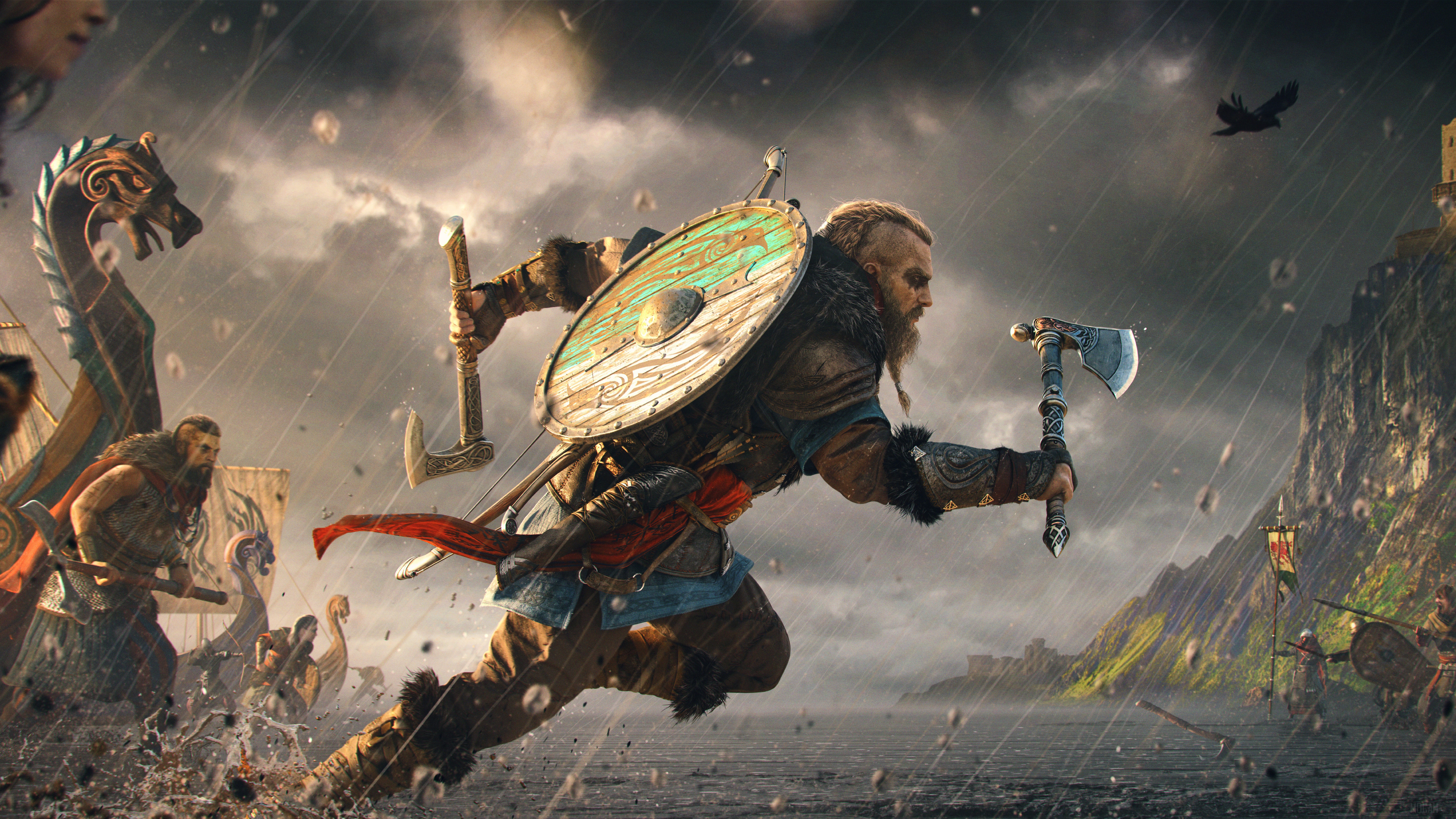 Eivor from Assassins Creed Valhalla in battle 4K HD Wallpaper
