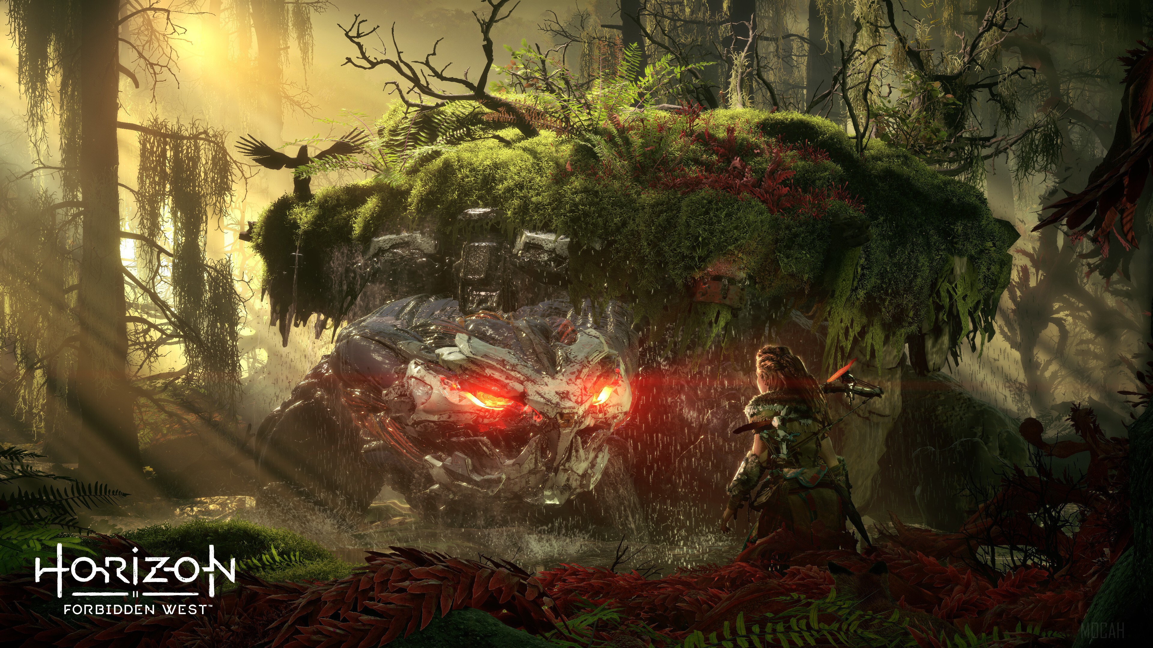 Aloy from Horizon Forbidden West in a forest HD Wallpaper