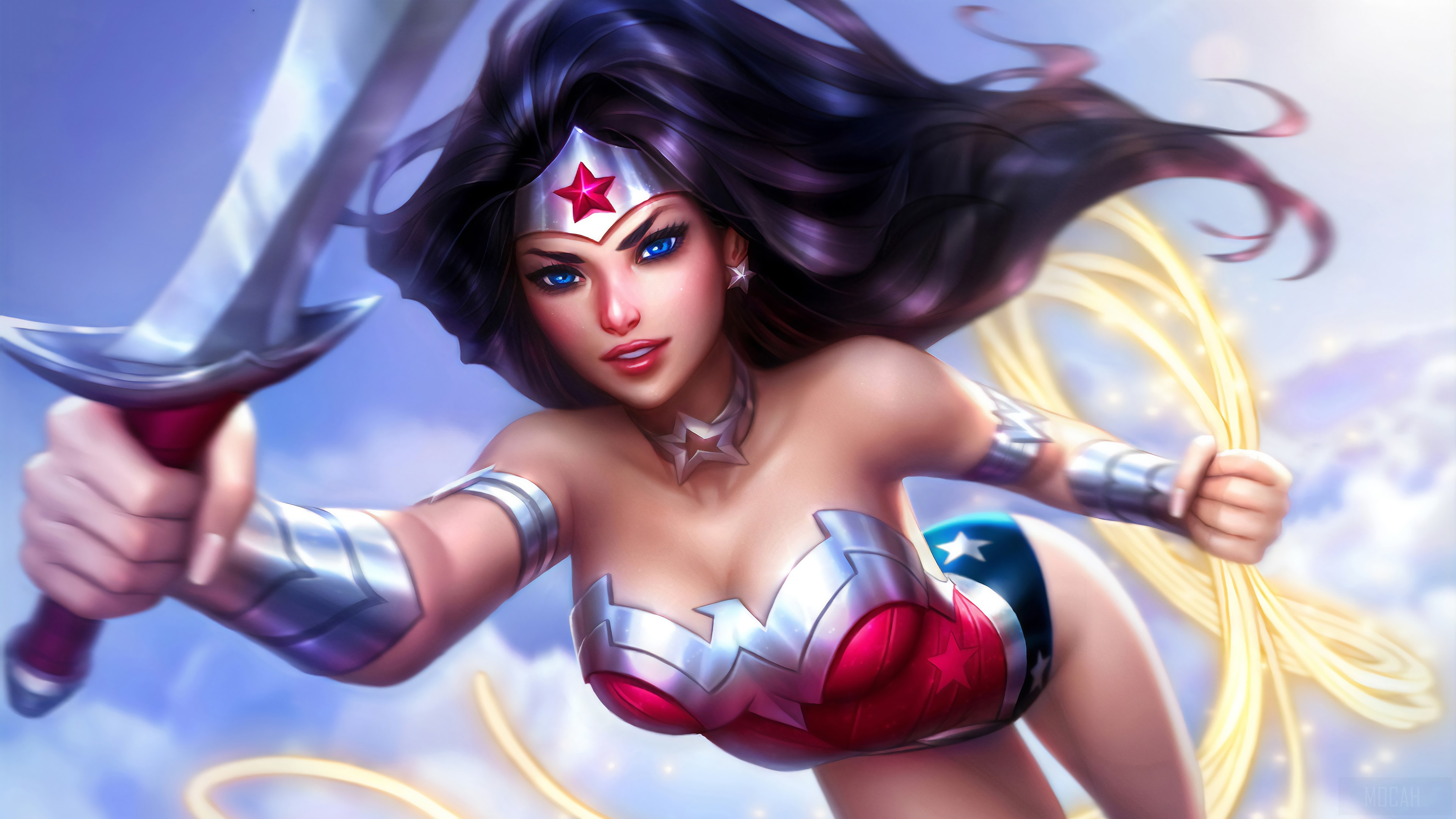 Wonder Woman from DC Comics with Lasso and Sword 4K HD Wallpaper