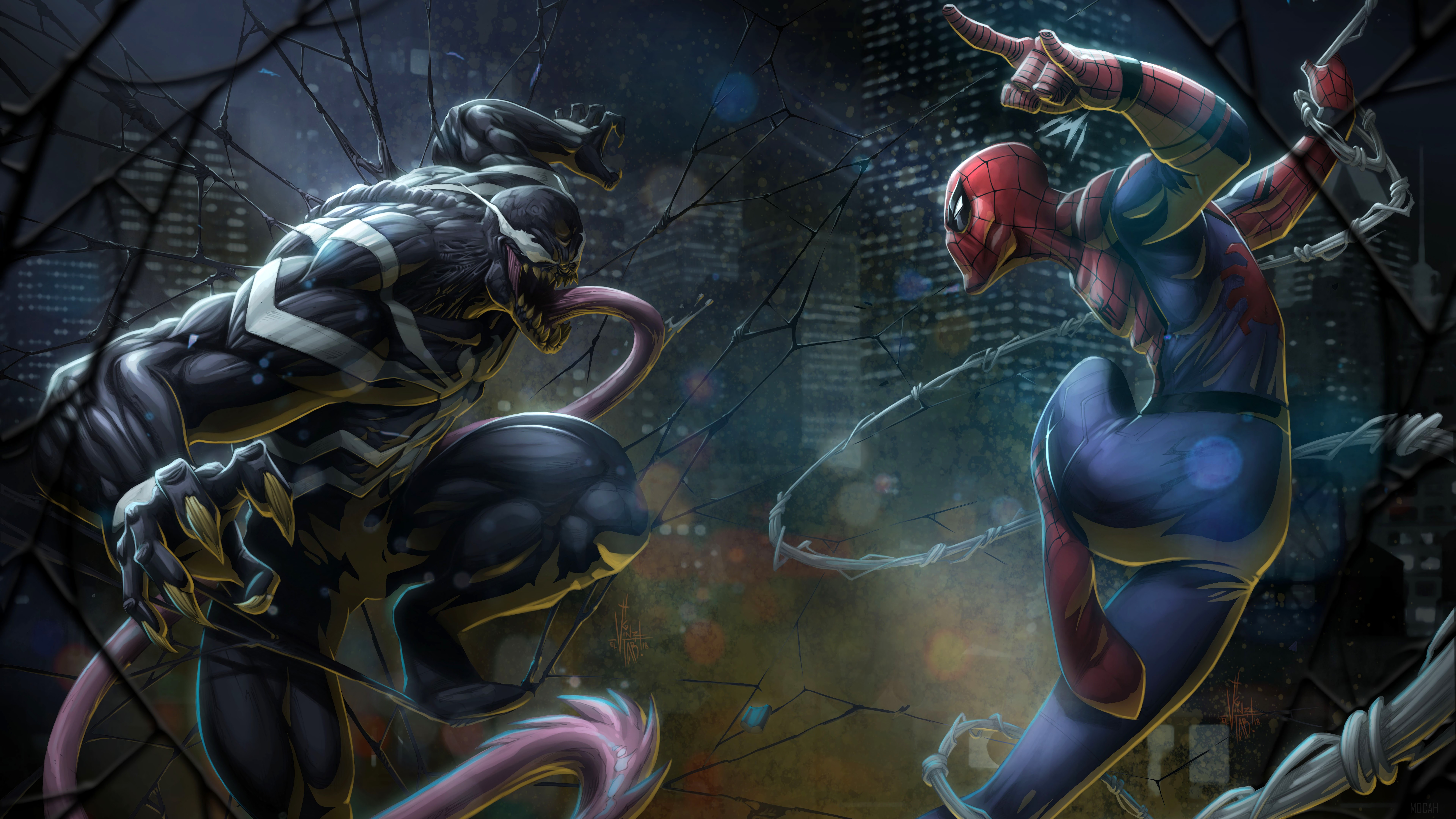Spider-Man vs. Venom in Marvel Comics 4K HD Wallpaper