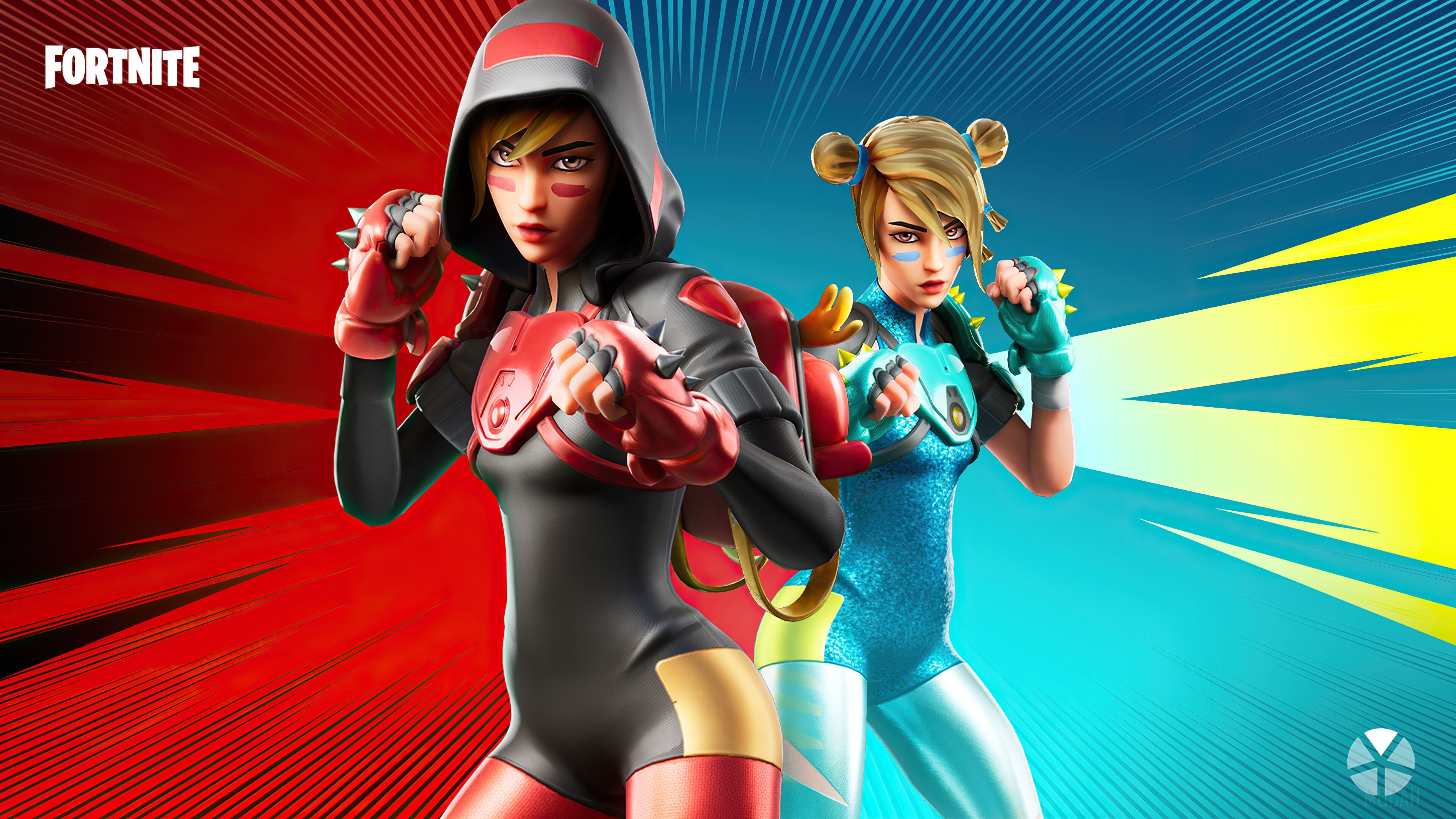 Fortnite characters in fighting stances HD Wallpaper