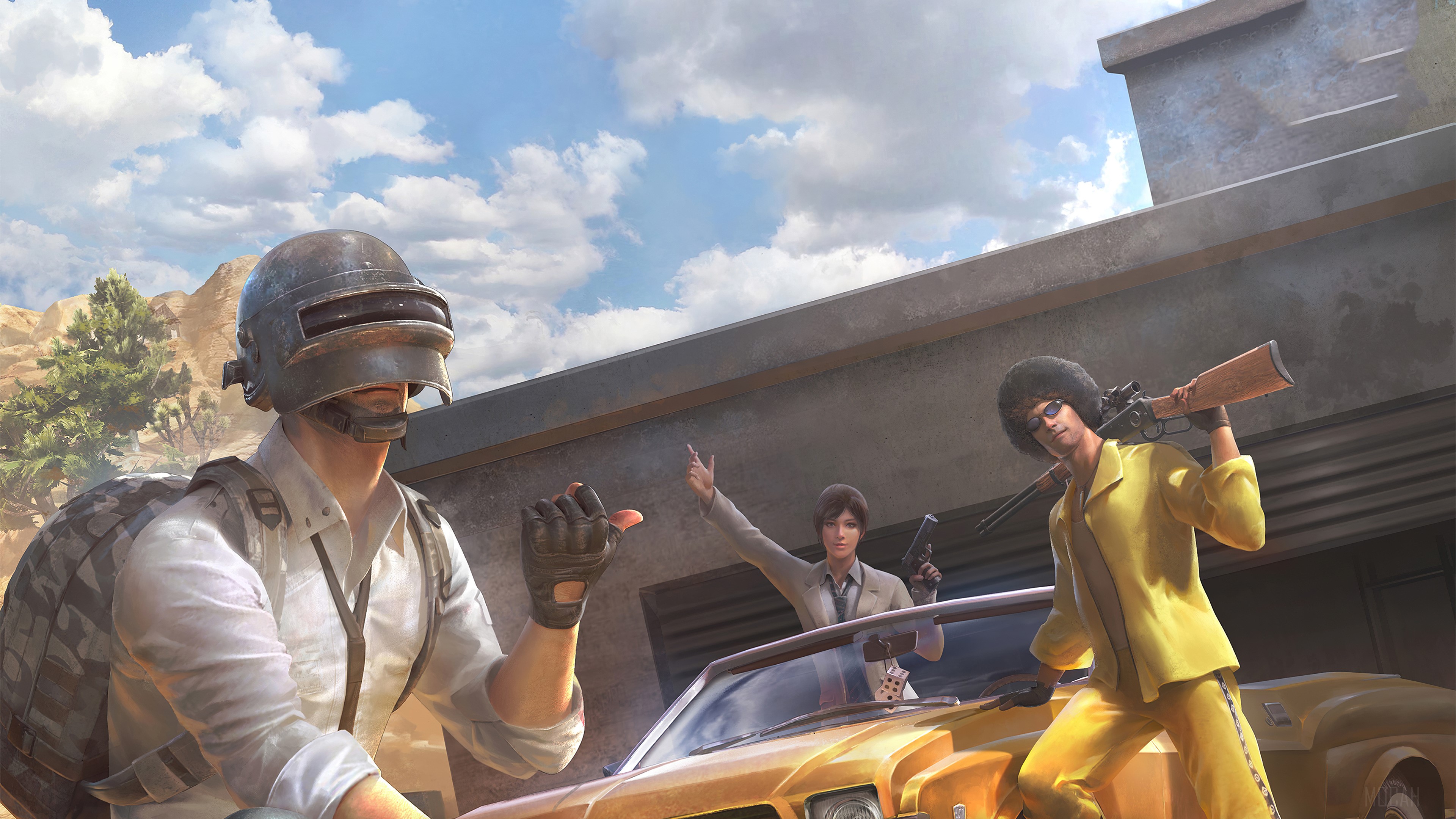 PUBG Mobile Characters with Golden Mirado 4K HD Wallpaper