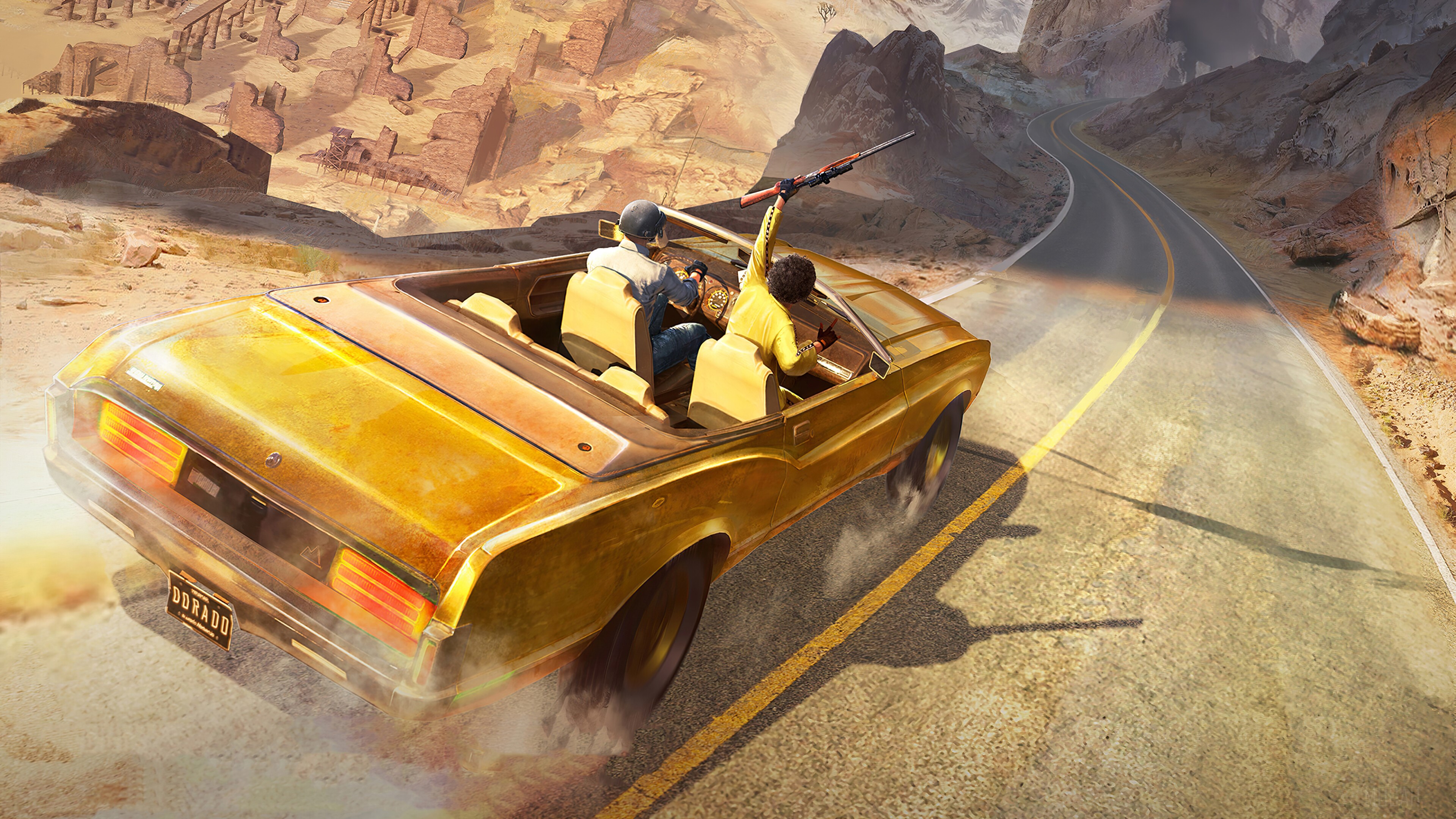 Golden Mirado in PUBG Mobile 4K Racing Scene HD Wallpaper