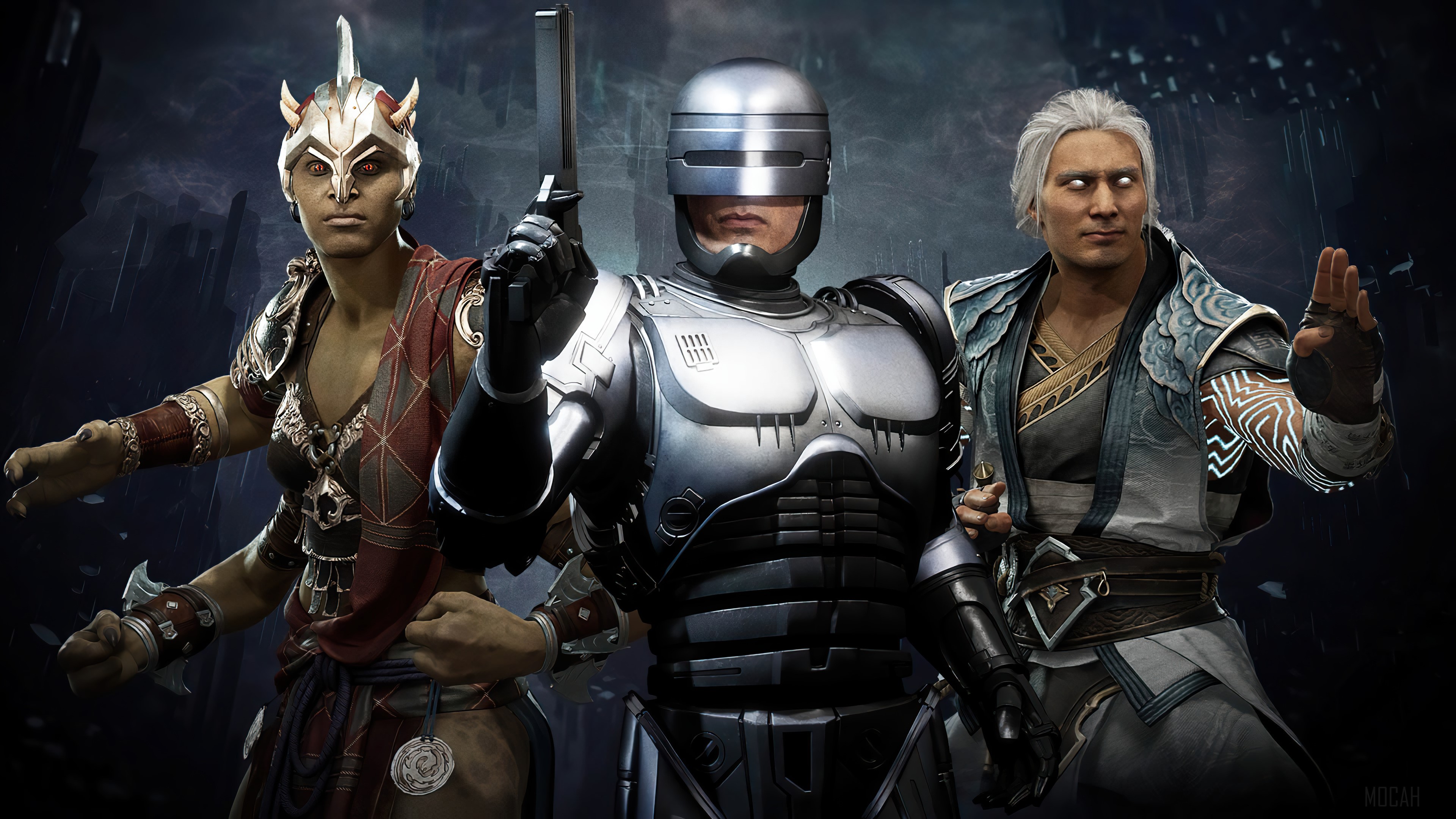 RoboCop, Sheeva, and Fujin from Mortal Kombat 11 HD Wallpaper