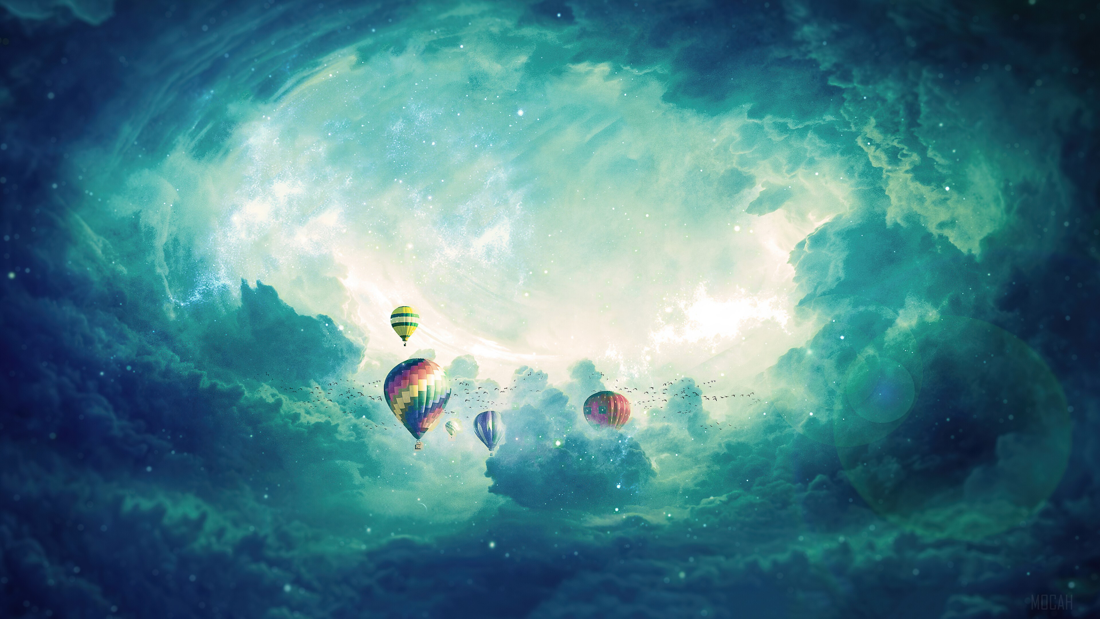 Hot Air Balloons in a Cloudy Sky 4K HD Wallpaper
