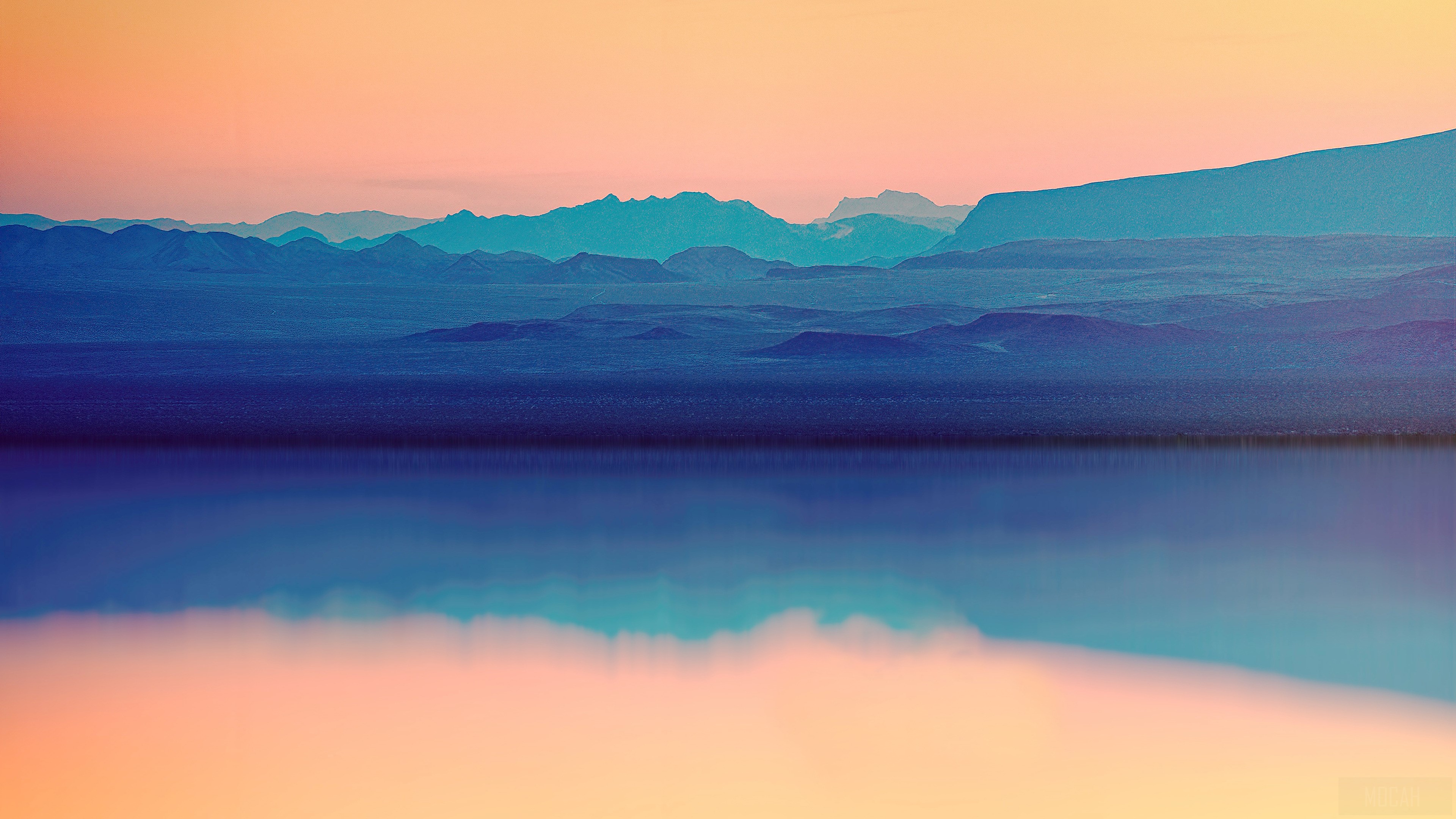 Lake landscape with mountains and reflection 4K HD Wallpaper