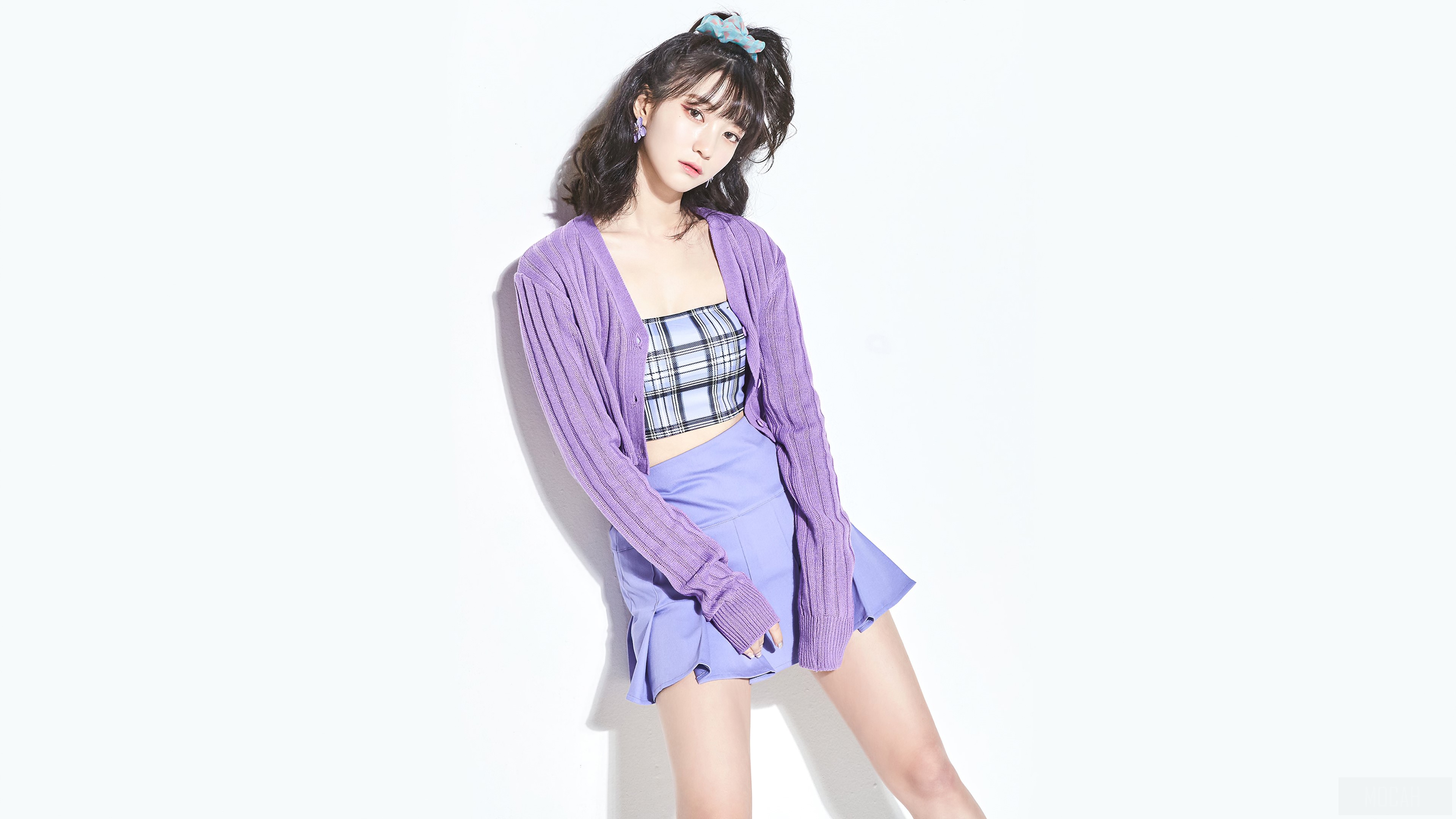 Bae Yu Bin from Oh My Girl in purple outfit HD Wallpaper