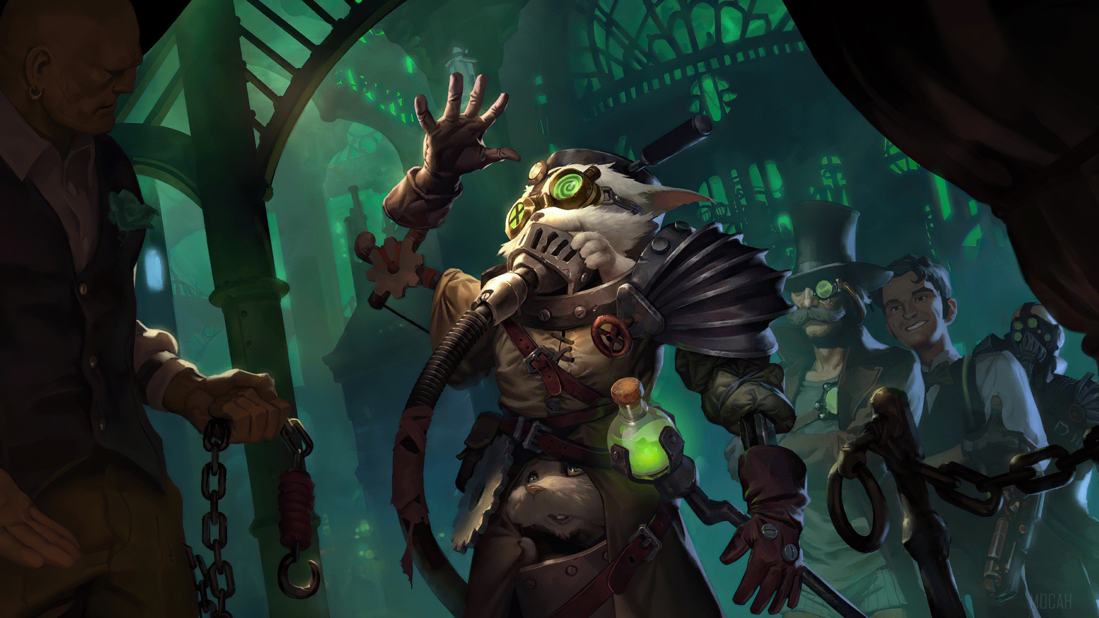 Shady Characters in a Steampunk Setting from Legends of Runeterra 4K HD Wallpaper