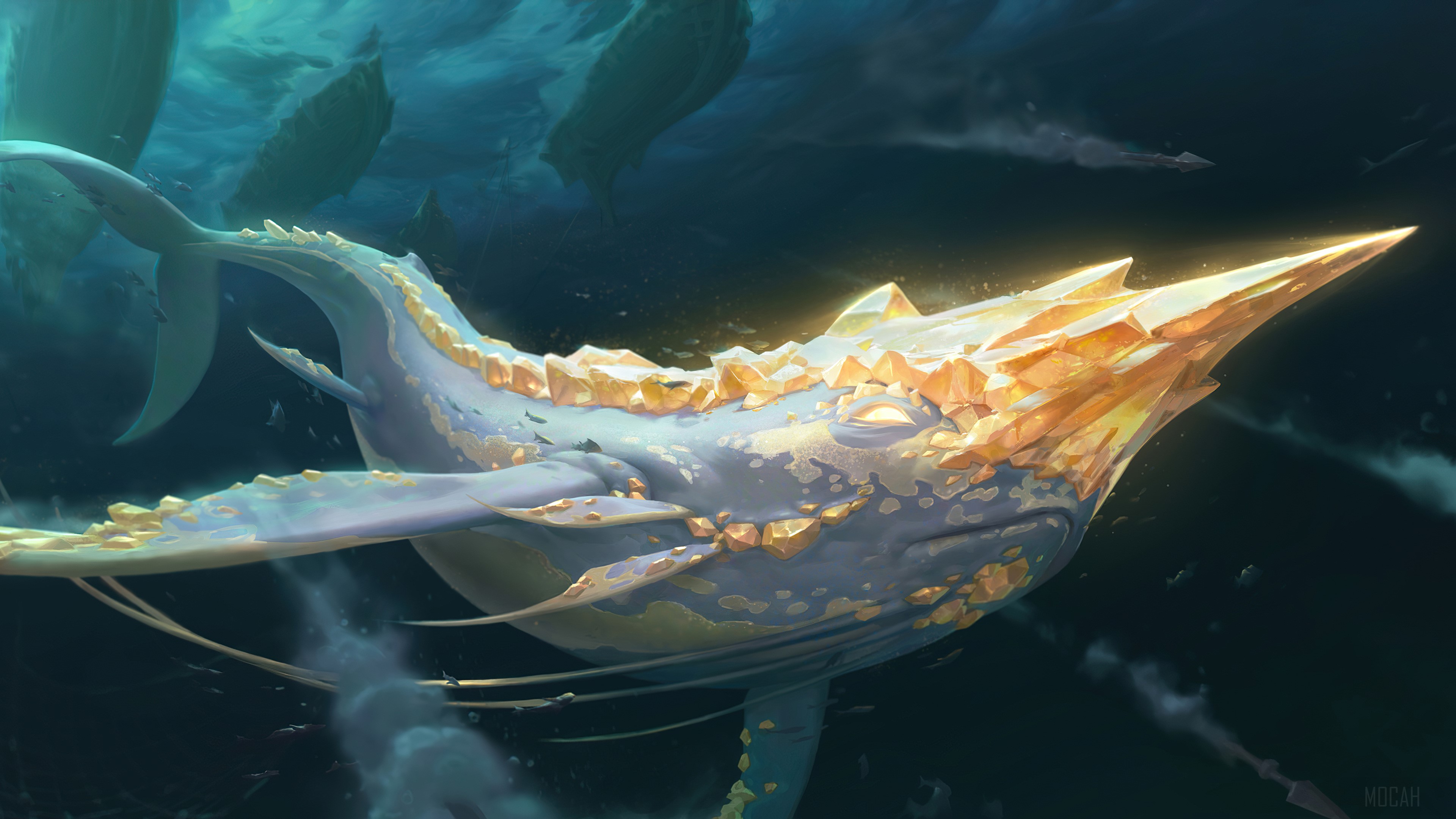 Golden Narwhal from Legends of Runeterra 4K HD Wallpaper