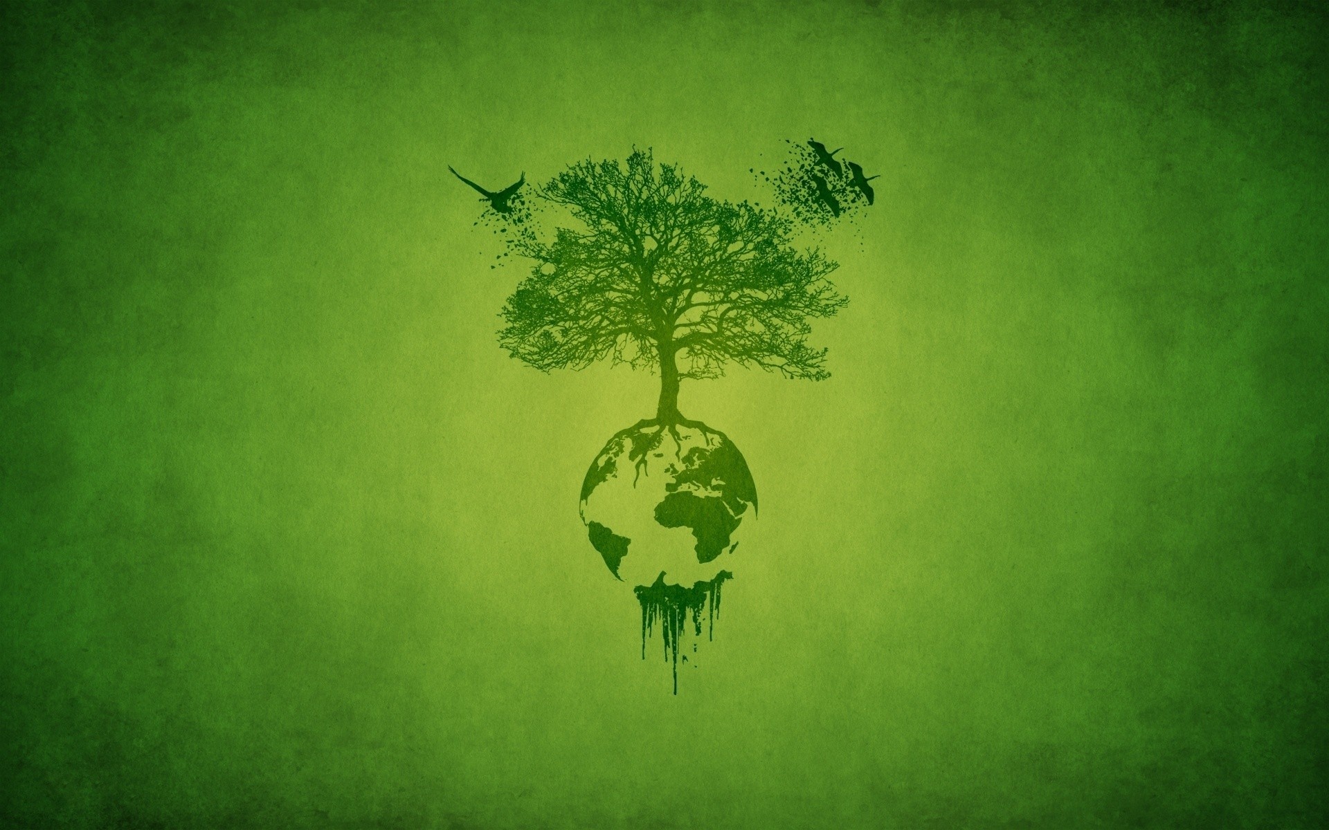 Tree growing from Earth with birds flying HD Wallpaper