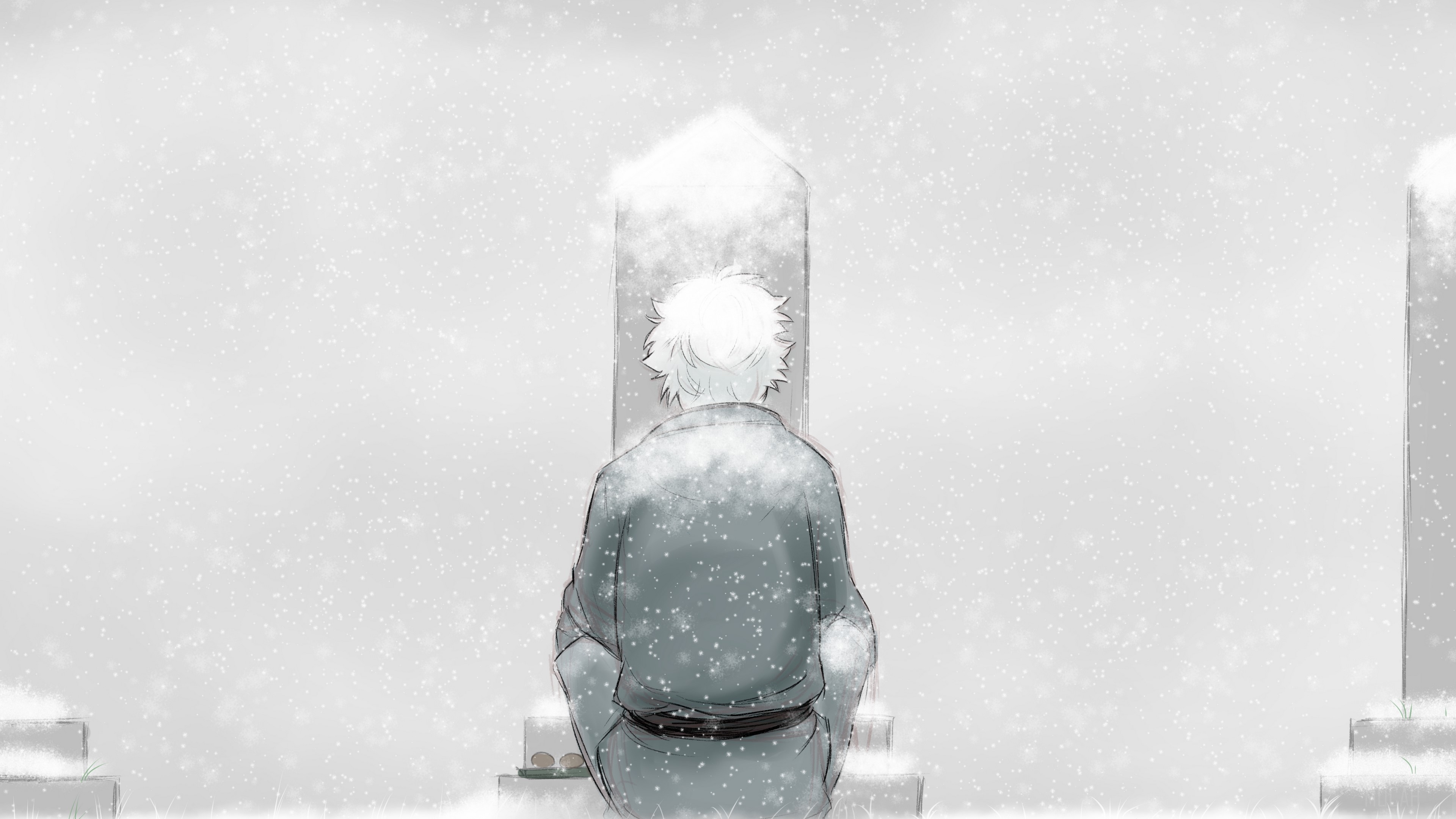 Gintoki Sakata from Gintama in Snow HD Wallpaper
