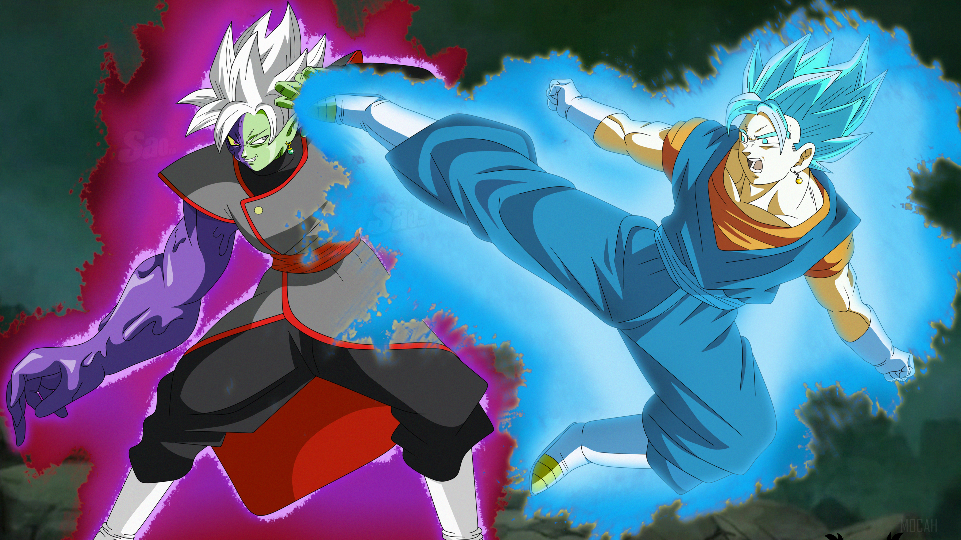 SSGSS Vegito and Zamasu from Dragon Ball Super 4K HD Wallpaper