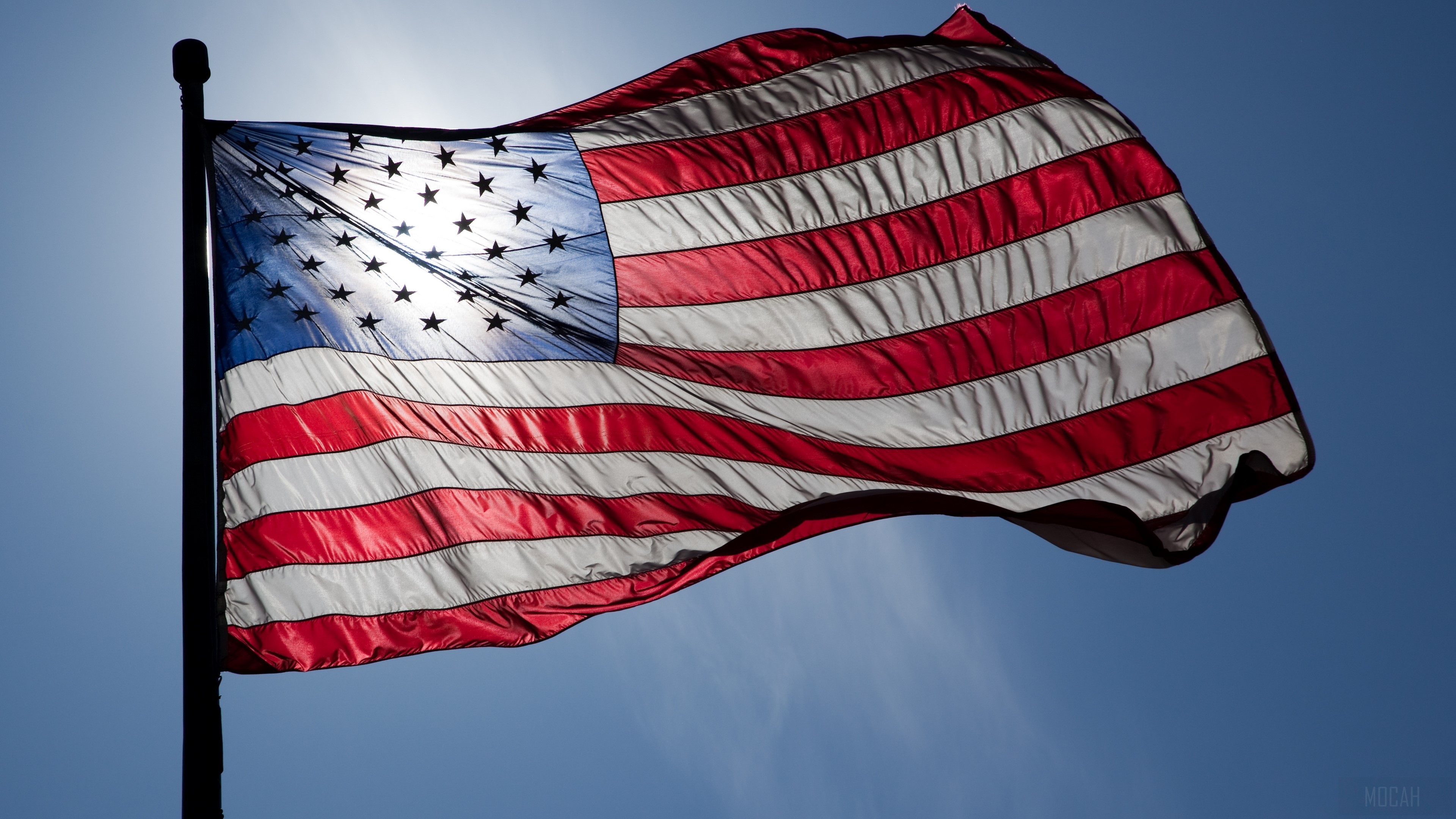 American Flag Waving in the Sun HD Wallpaper