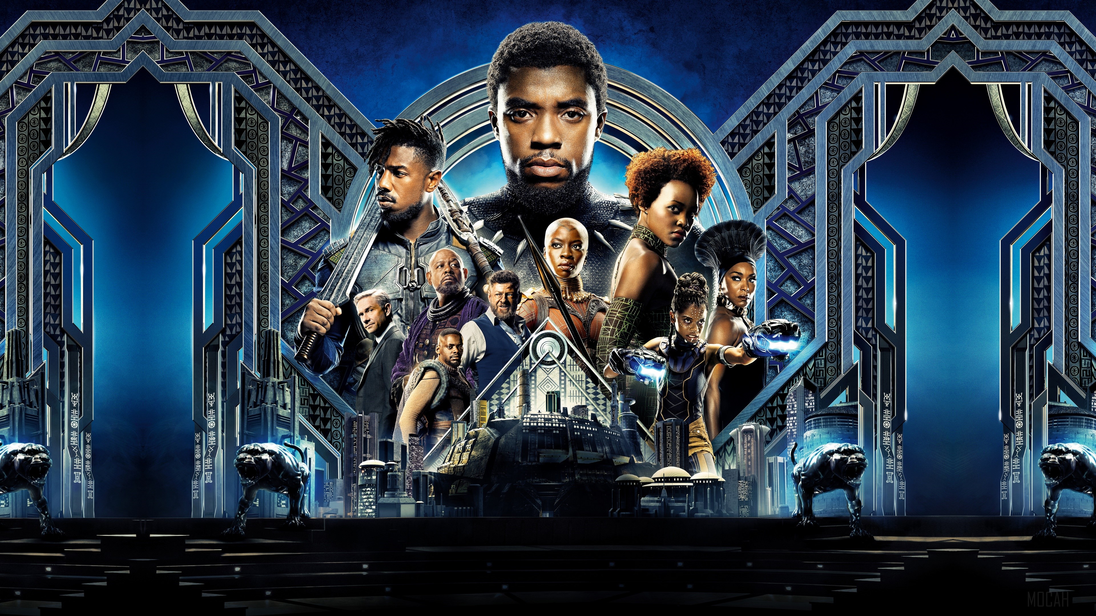 Black Panther characters in Wakanda 4K HD Wallpaper