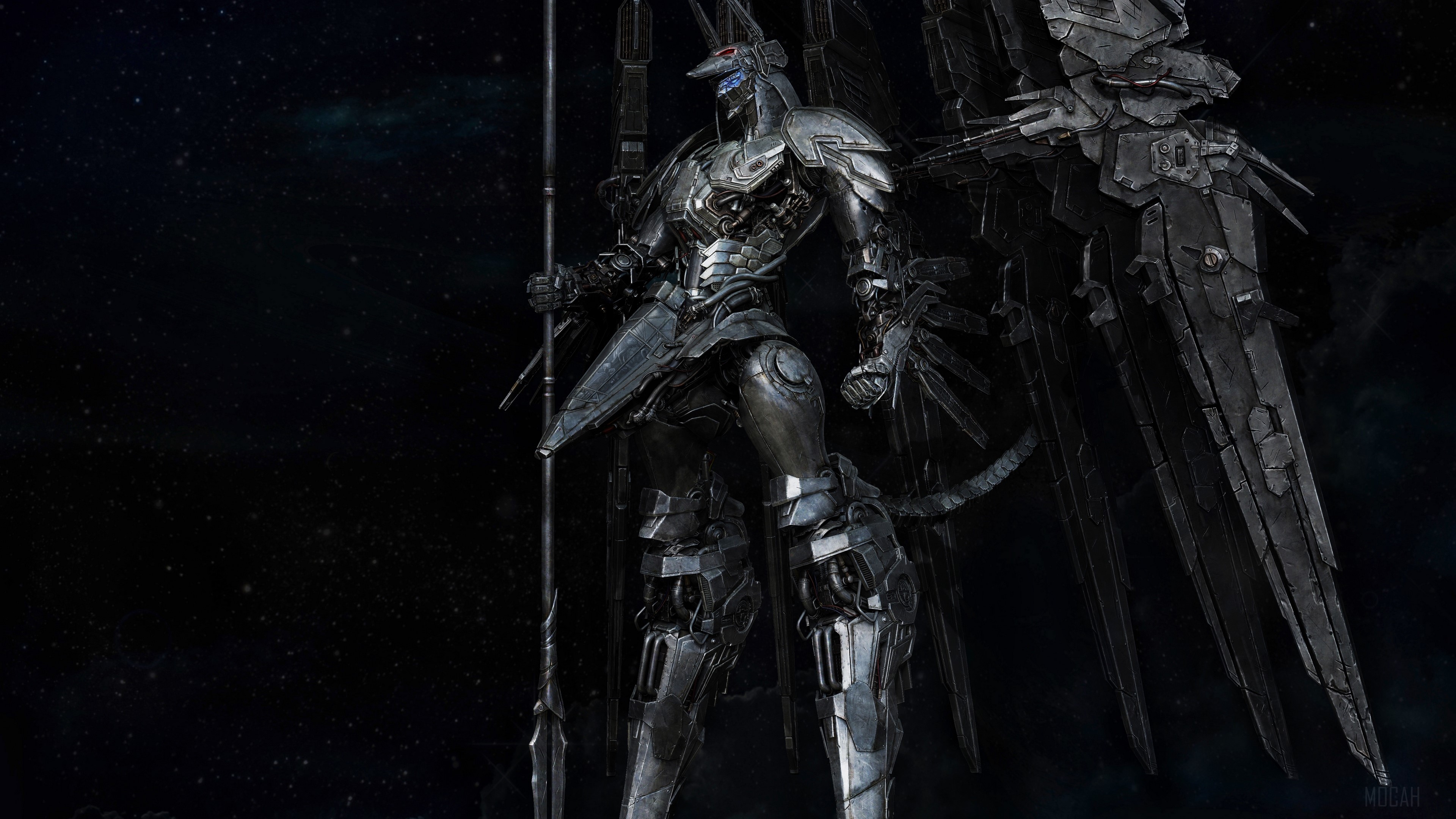 Mechanical Anubis Warrior with Wings HD Wallpaper