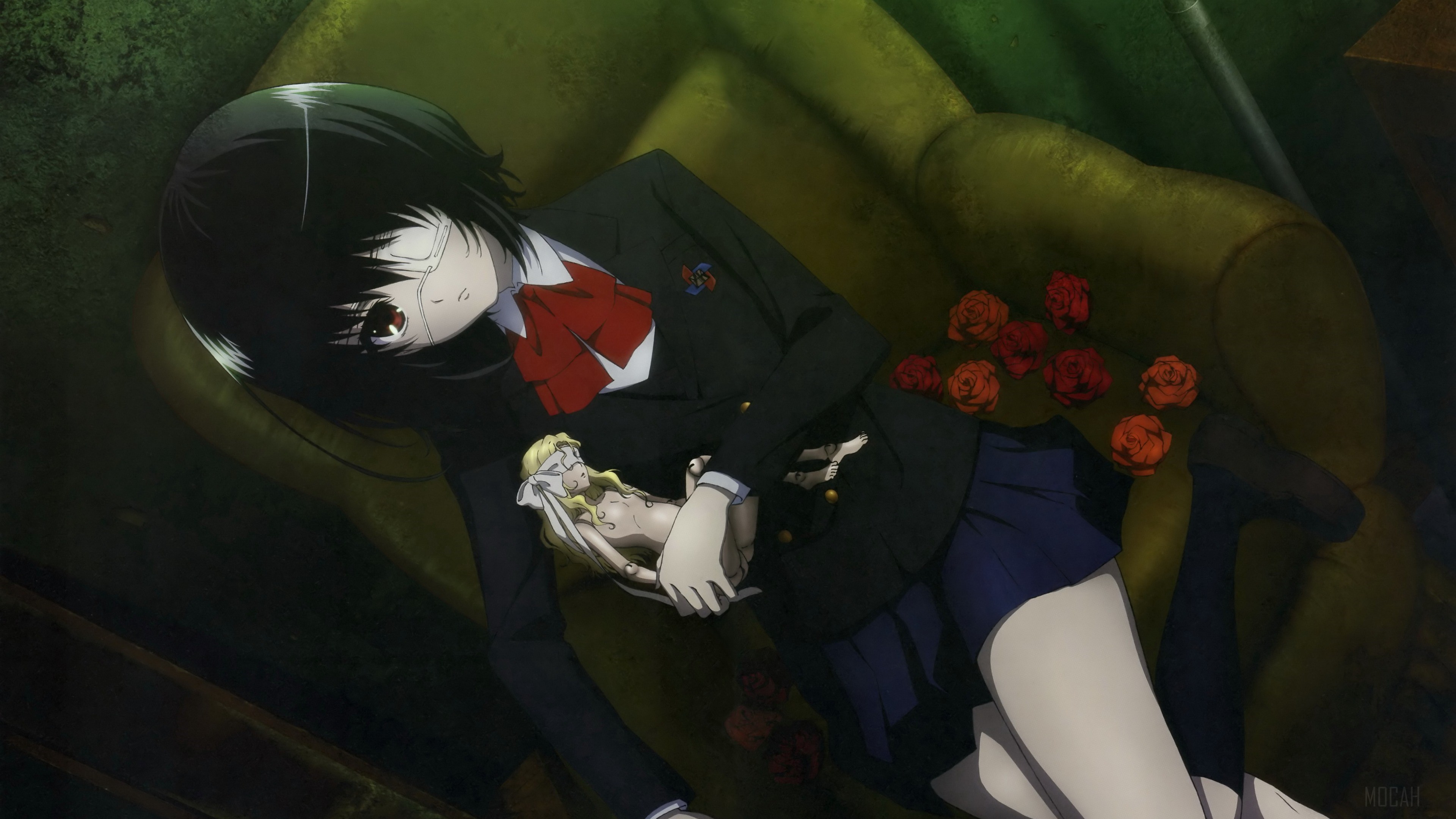 Mei Misaki from Another holding a doll HD Wallpaper