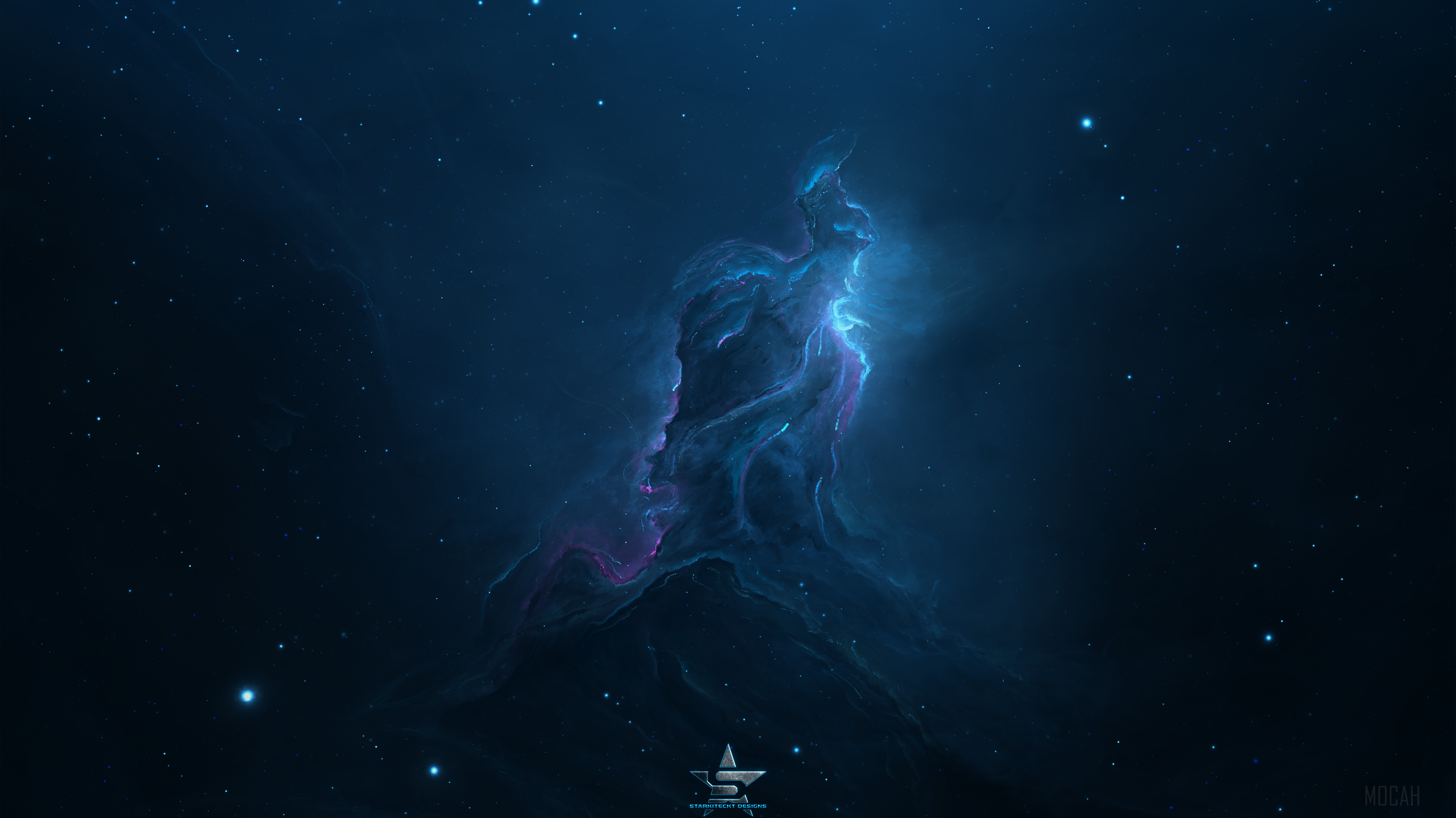 Blue Nebula with Stars 4K HD Wallpaper