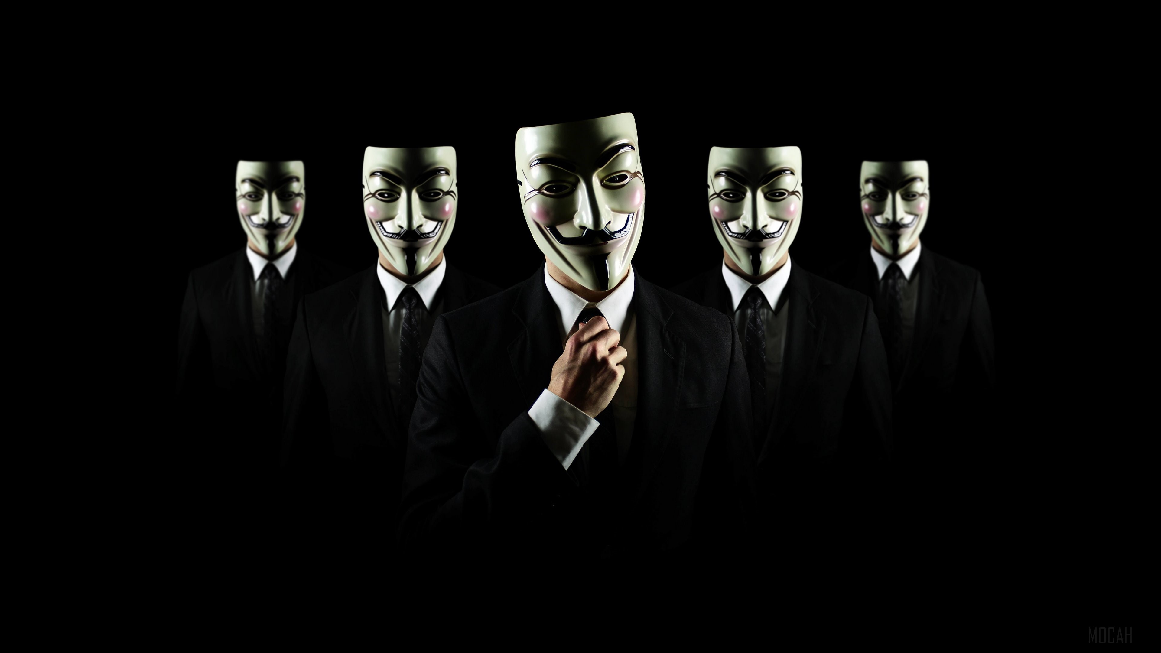 Group of people wearing Guy Fawkes masks HD Wallpaper