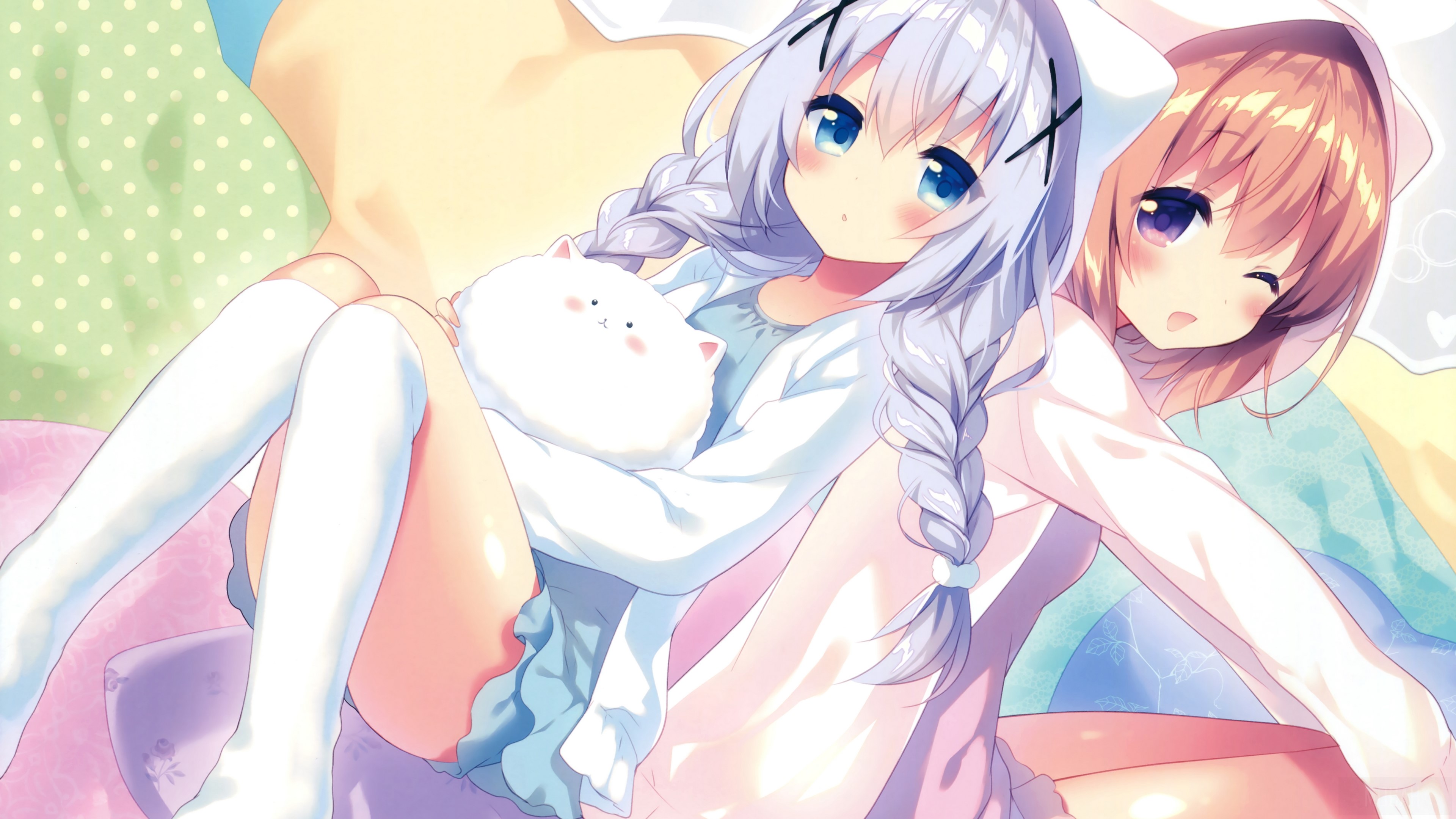 Chino Kafū and Kokoa Hoto from Is the Order a Rabbit? 4K HD Wallpaper