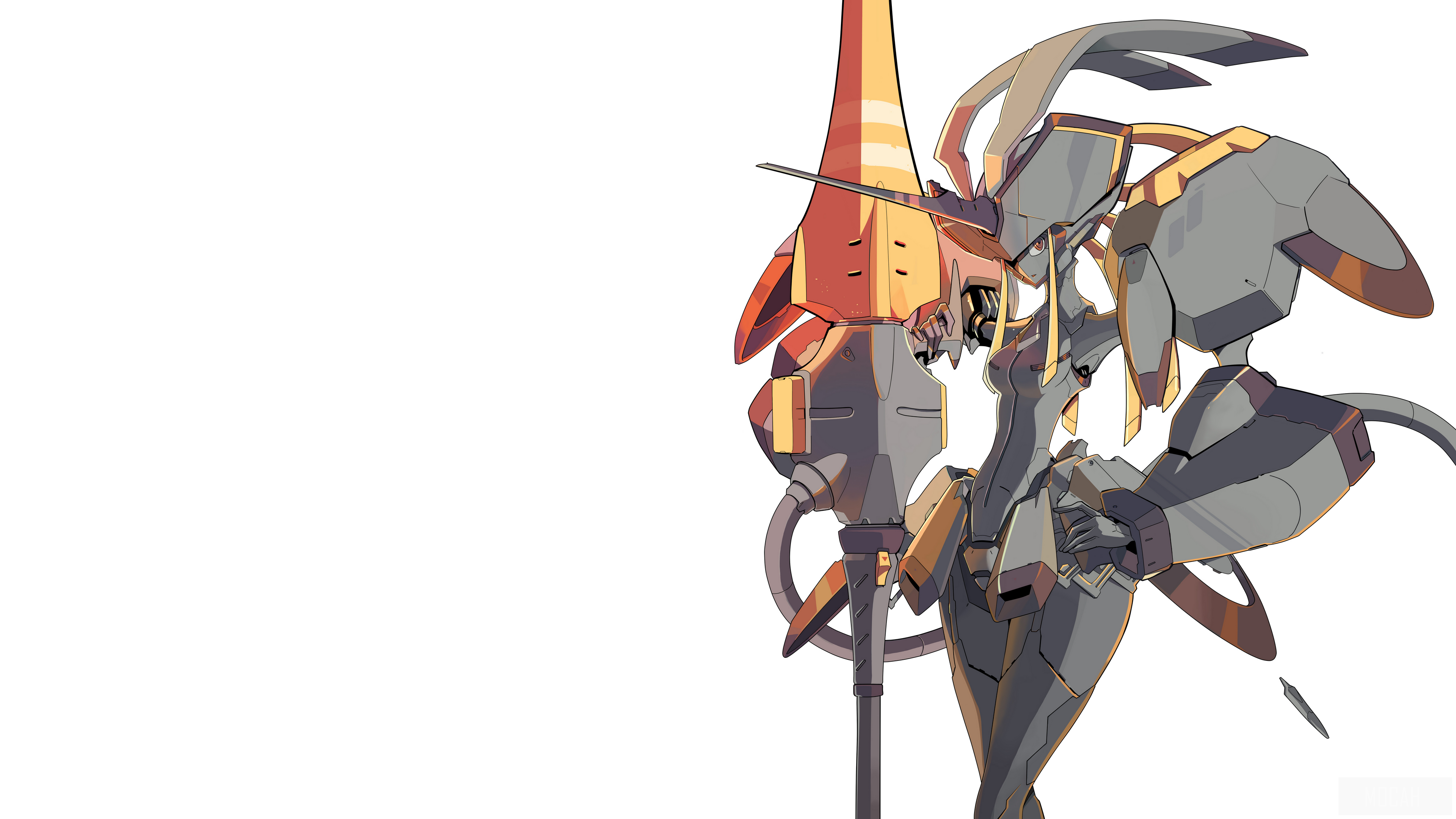 4K Mecha Warrior with Spear HD Wallpaper