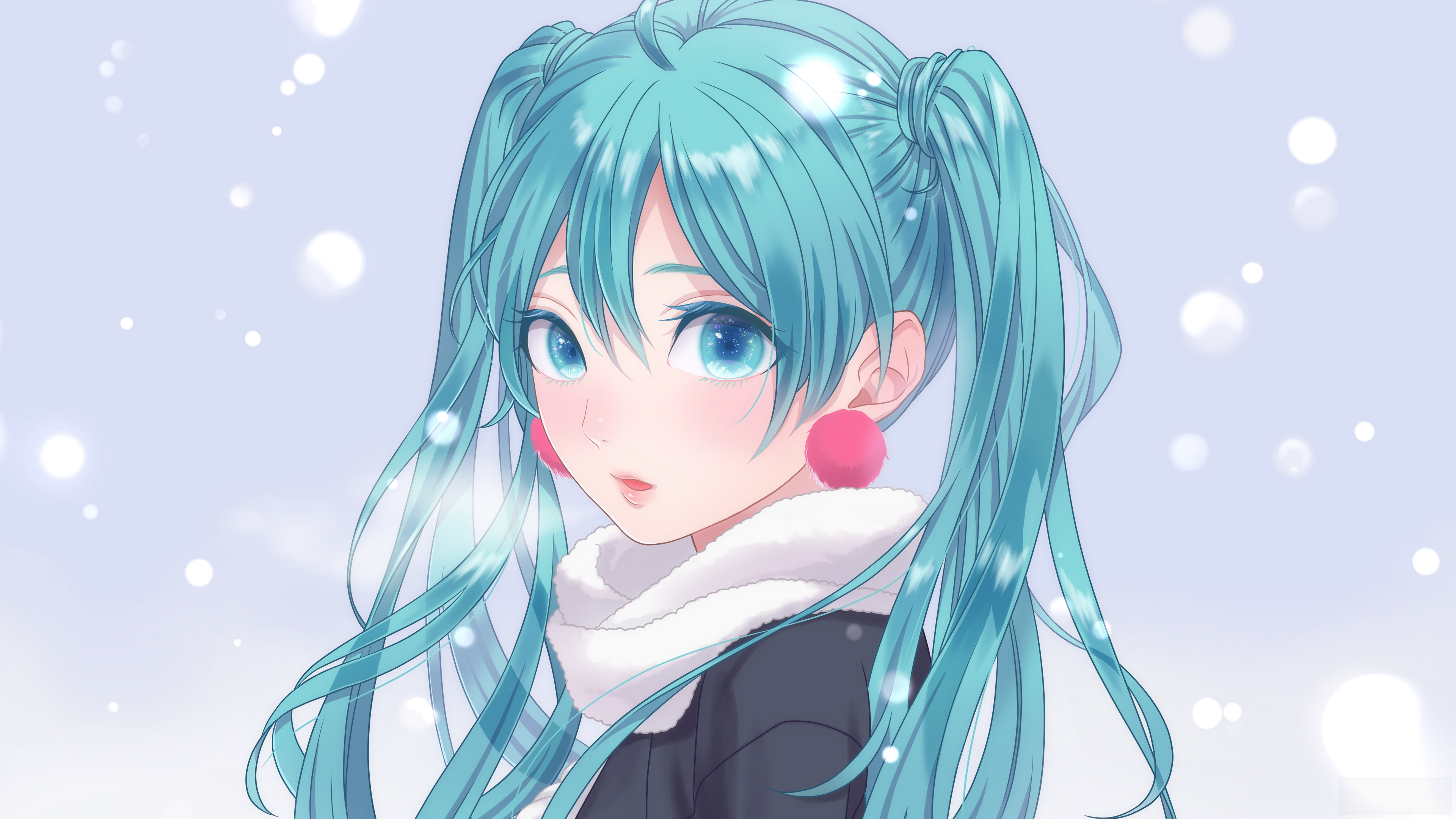 Hatsune Miku with Aqua Hair and Twintails 4K HD Wallpaper