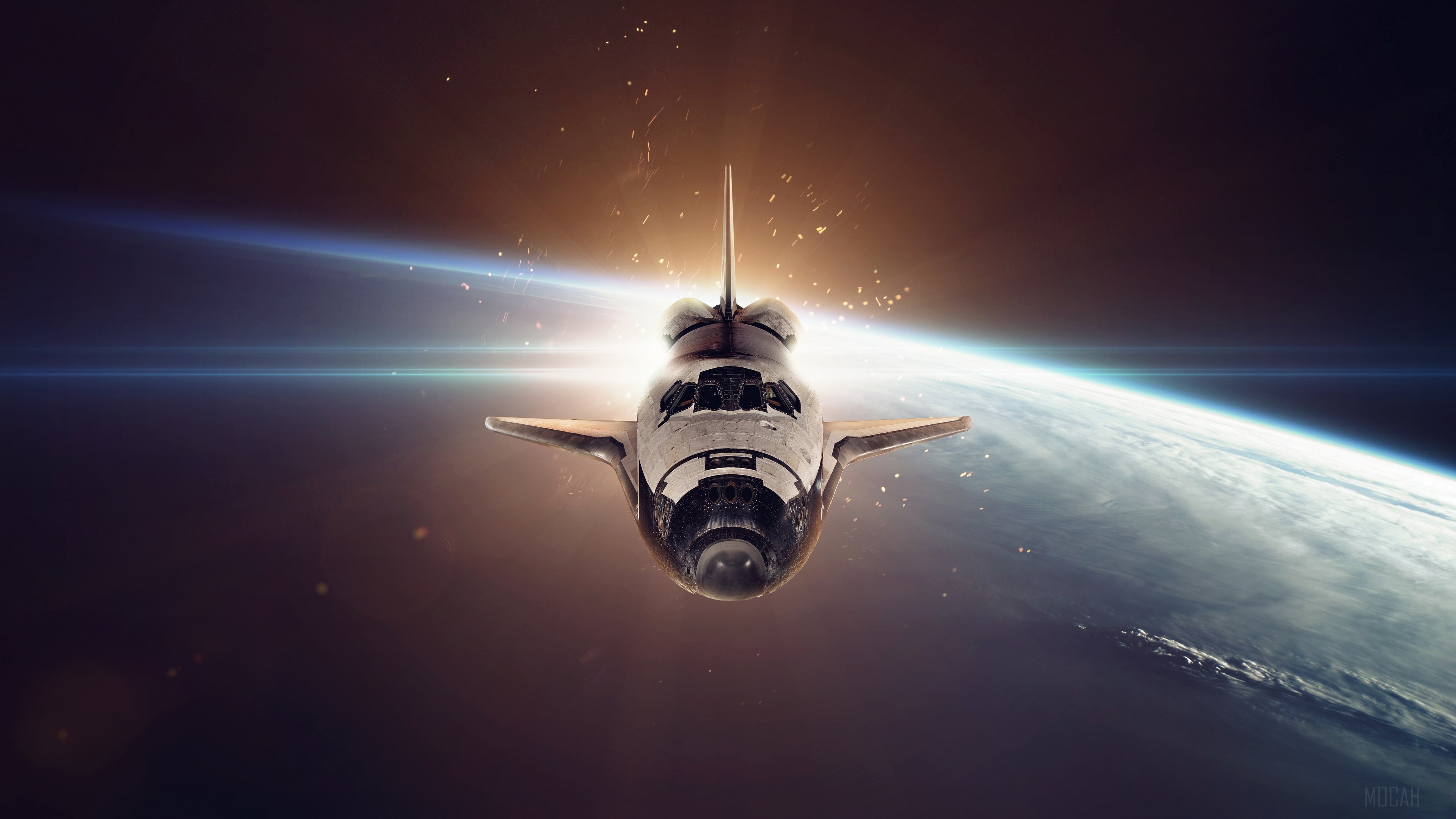 Space Shuttle Orbiting Earth 4K HD Wallpaper