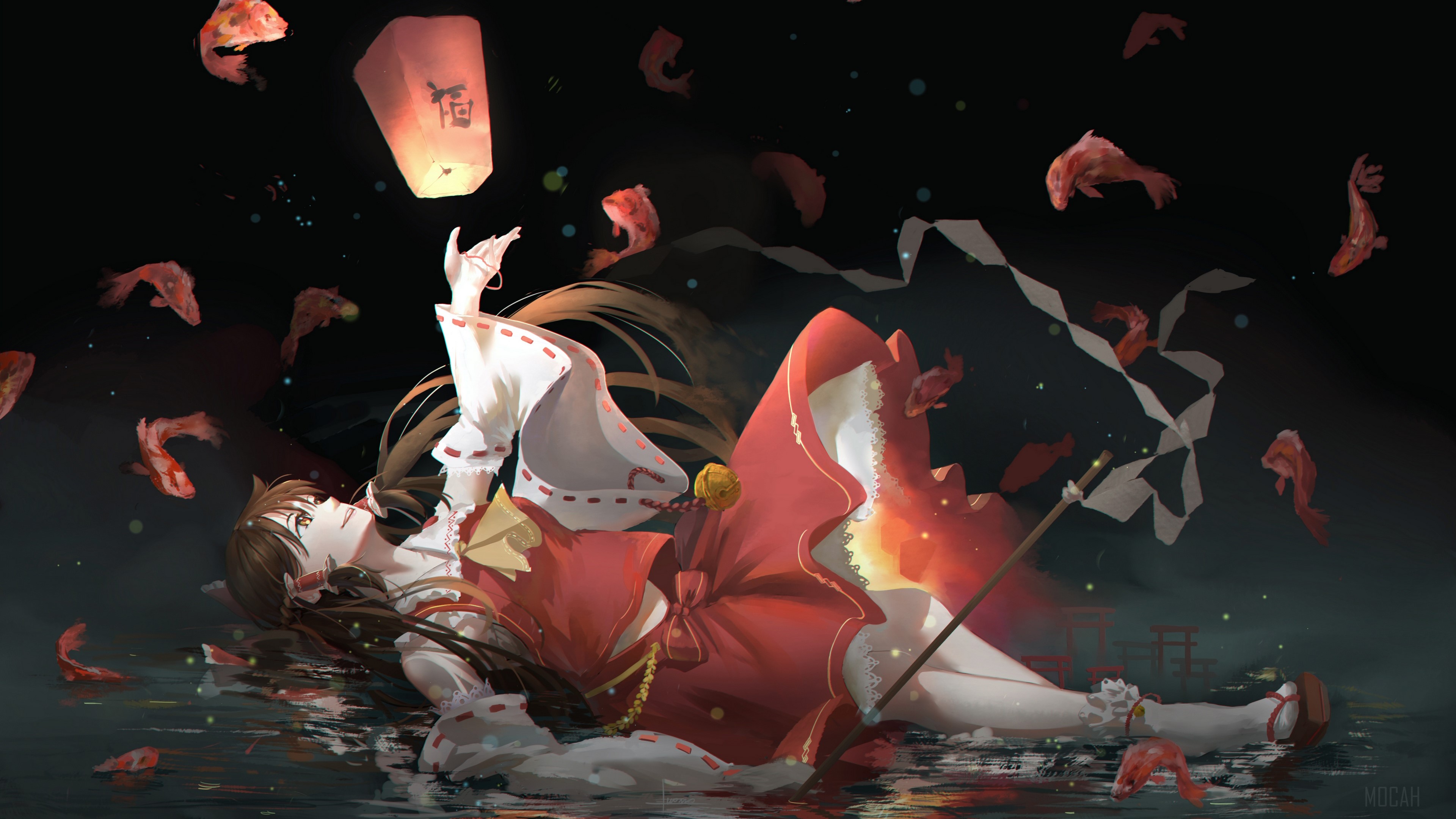 Reimu Hakurei from Touhou Project 4K HD Wallpaper